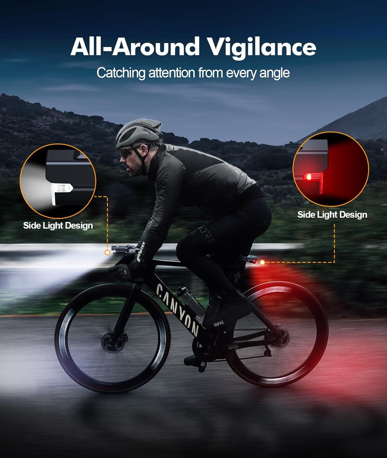CIRYCASE Bike Lights Front and Back, 3+6 Modes Bicycle Lights with Side Warning Light, Rechargeable & IP65 Waterproof Cycle Light, CyclingLights Headlight and Rear for Road Riding, Easy to Install - Image 4
