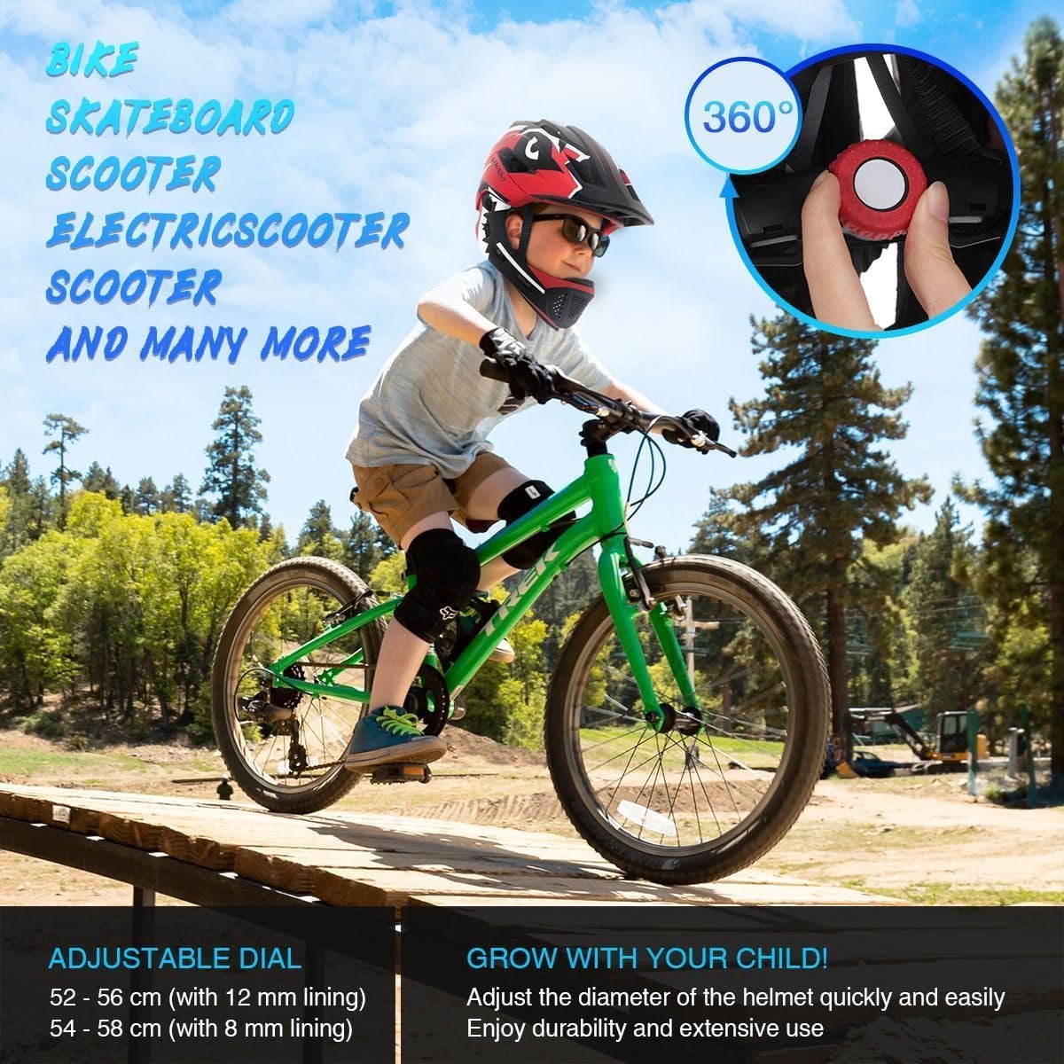 Lixada Kids Full Face Helmet Detachable Full Face Kids Bike Helmet Children Sports Safety Helmet for Cycling Skateboarding Roller Skating - Image 8