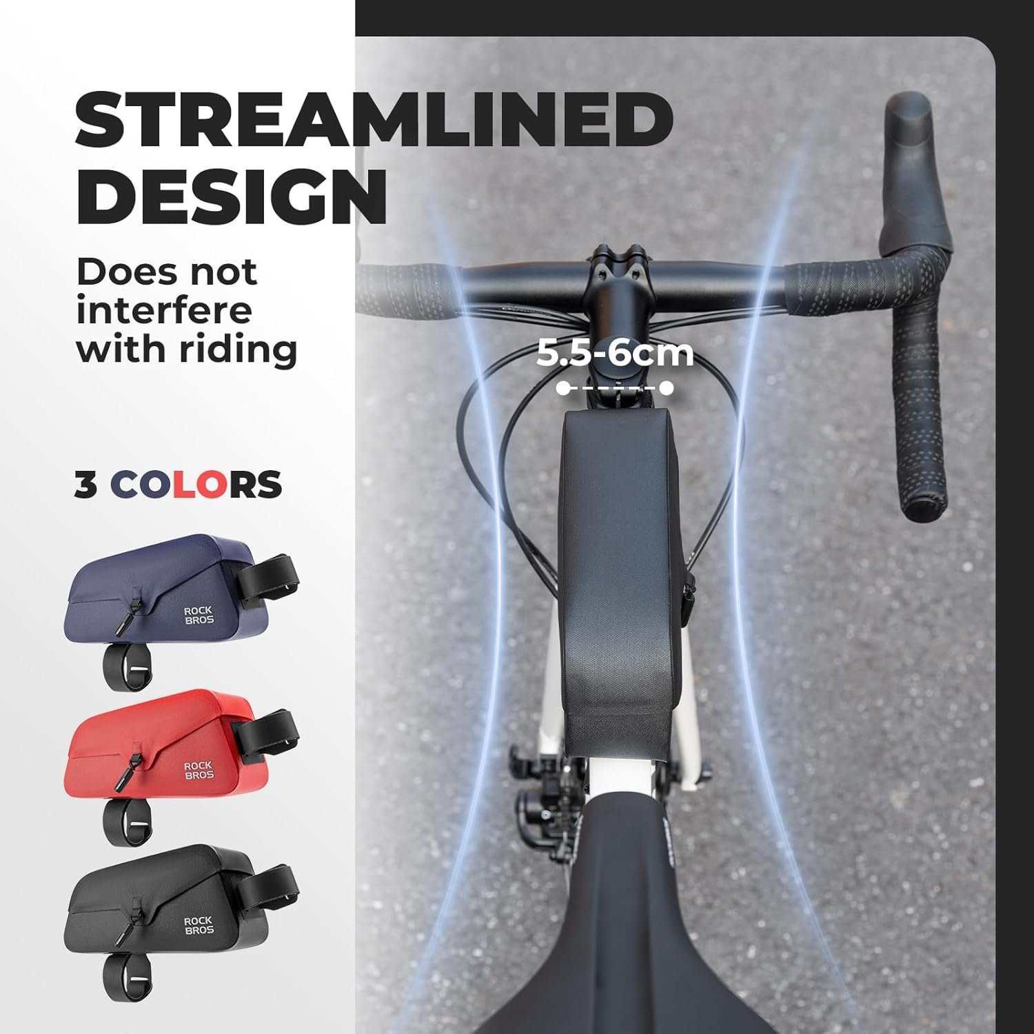 ROCKBROS 100% Waterproof Bike Top Tube Bag with Magnetic Lid, Zipless Bike Frame Triangle Bag Durable and Lightweight 0.6L/0.9L, Suitable for Gravel Bikes, Road Bikes and MTB - Image 7