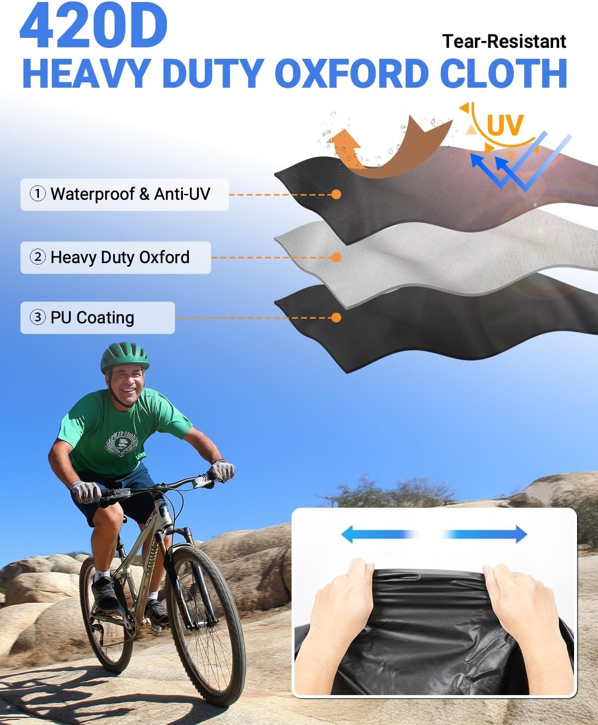 SUPAREE Bike Covers Transport Bike Covers for Outside Storage Bike Rack Cover for 2-3 Bikes Waterproof 420D Oxford Heavy Duty for Motorhome Caravan Car Hitch Travel Camping - Image 6