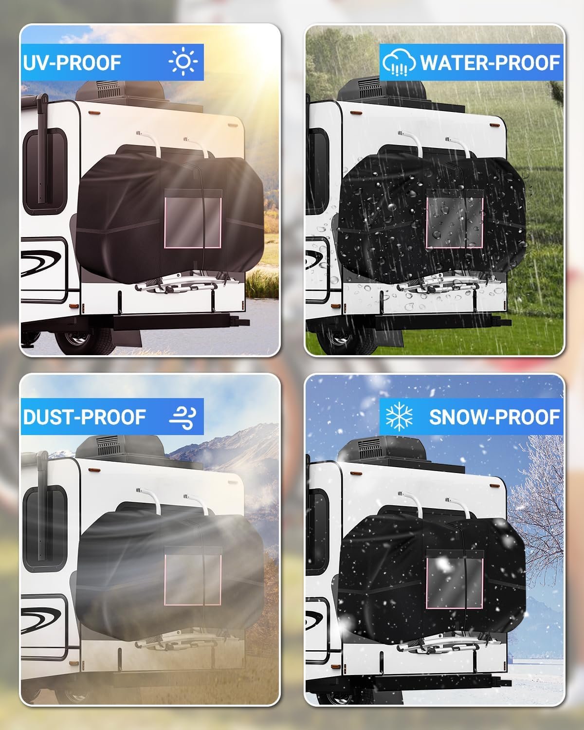 SUPAREE Bike Covers Transport Bike Covers for Outside Storage Bike Rack Cover for 2-3 Bikes Waterproof 420D Oxford Heavy Duty for Motorhome Caravan Car Hitch Travel Camping - Image 8