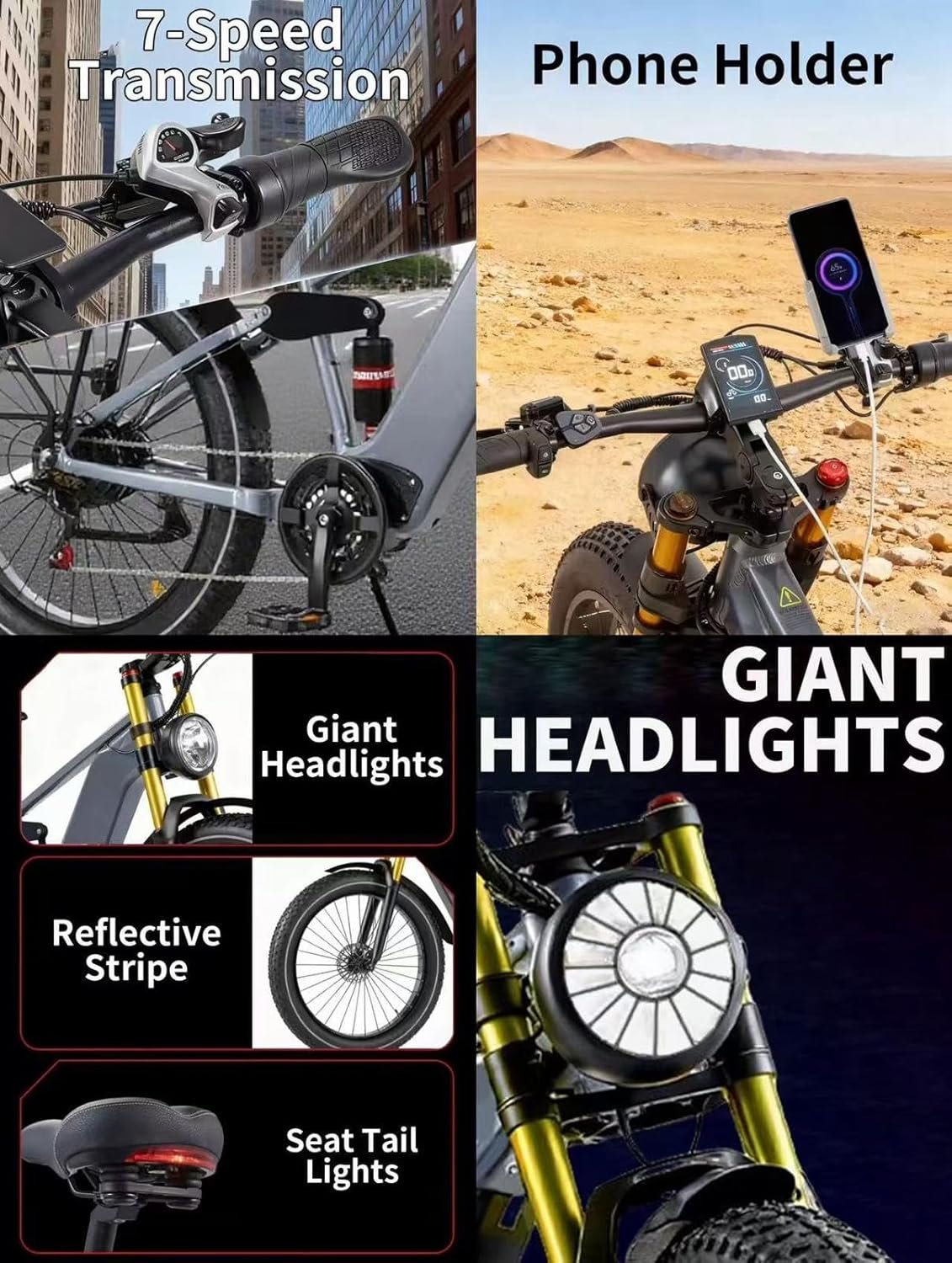 Rexhan 26” Electric Bike, 26 Inch E Hybrid Bike, 48V 20AH Removable Battery, Powerful Motor, Throttle, Dual Suspension, Hydraulic Brakes, 60-80 KM Range, Aluminium Frame, Cruise Control, Headlight - Image 6