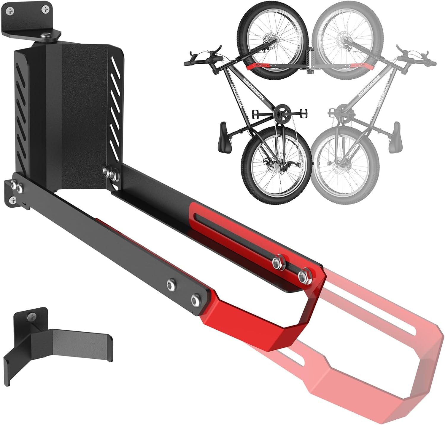 High Quality Swivel Bike Wall Mount, 160° Swivel Holds up to 110lbs, No-Lift Bike Rack Wall, Adjustable Foldable Wall Rack for Space-Saving, Fits 20"-29" Tyres,Bike Storage Rack for Garage and Indoor