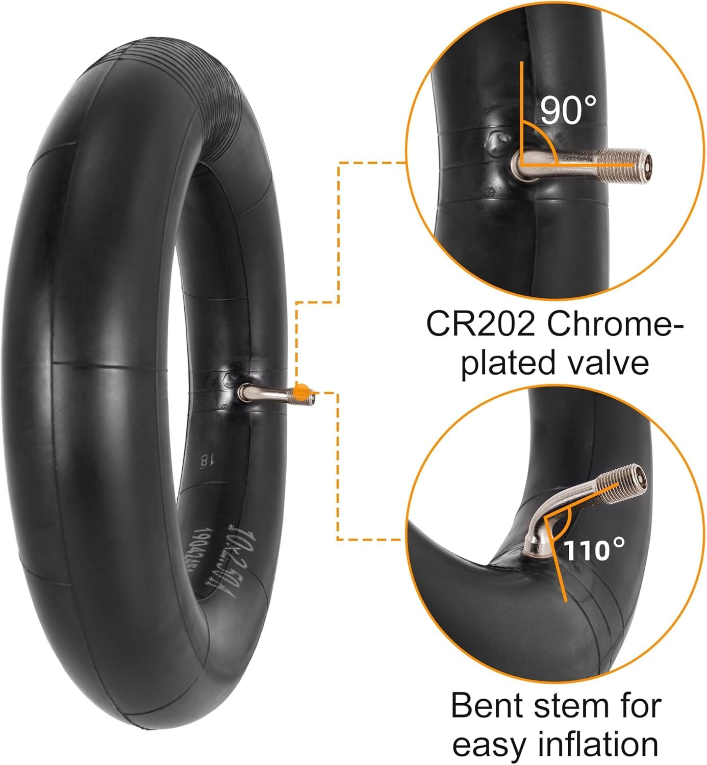 2 Pack 10x2.50 Inner Tubes and Repair Set, 10 inch E-Scooter Butyl Tube with 90° Bent Valve Stem Replacement for Electric Bike Scooter Self Balancing Scooter Wheel and Kid's tricycles - Image 4