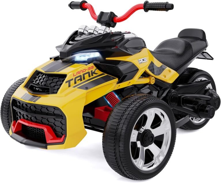 RCB 12V Kids Electric Motorbike, 2 Motors & 12" Inch electric dirt bike 3/8 km/h Speed Modes, Multi-Music, USB Port, Best Ride On Motorcycle Car for 3-8 Kids
