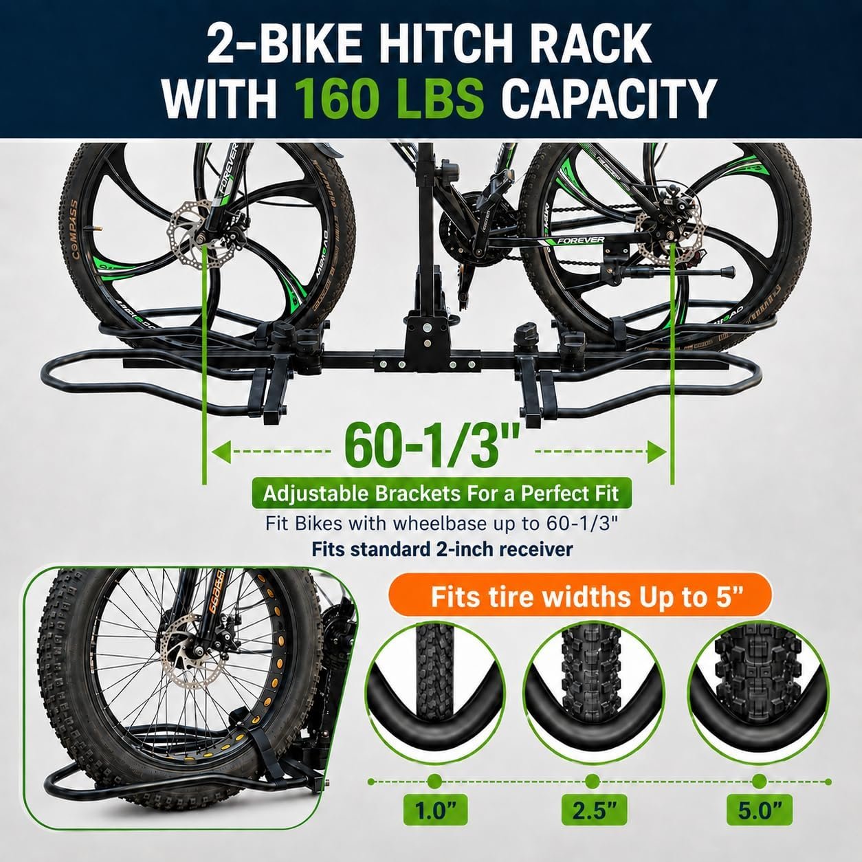 Bike Rack for Car - 2 Electric Bike Rack Trunk Carrier for SUV Caravan Jeep 2 Inch Receiver Foldable and Heavy Duty Bracket for Car - Image 2