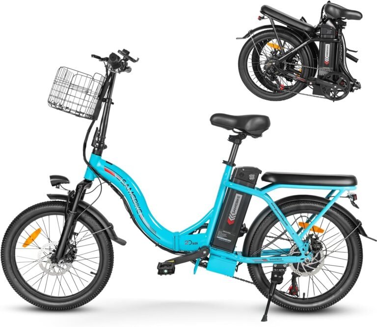 SAMEBIKE Folding 20" Electric Bike with Removable 36V13AH Lithium Battery for Adults, Range 45-100 KM, Folding Commuter E-bike with 7 Speed Shifter Electric Bicycle Quick Delivery