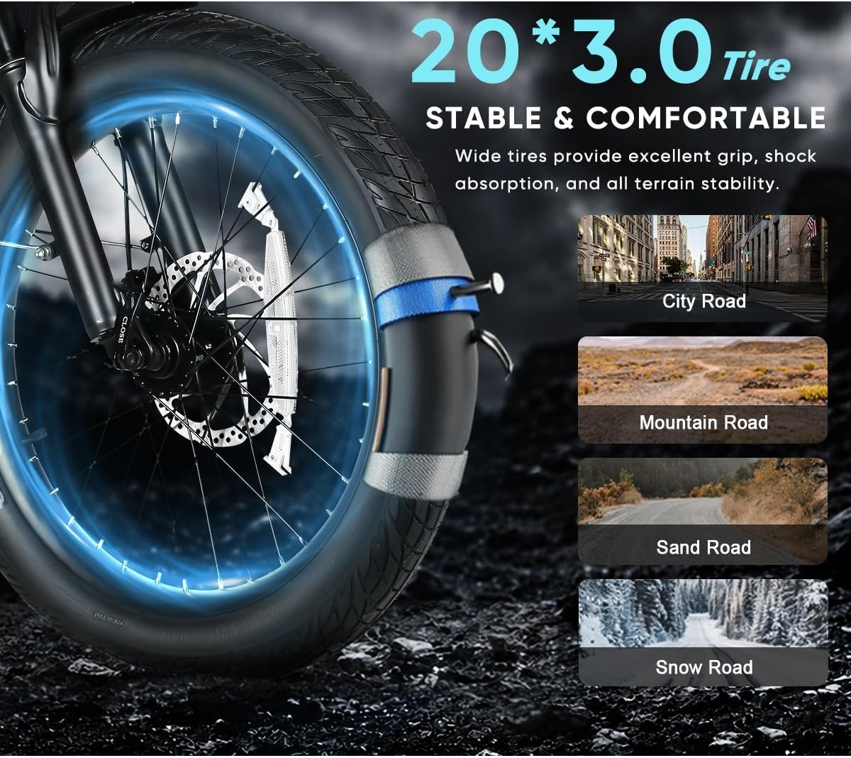 SAMEBIKE 20" Electric Bike for Adults,48V13AH Removable Battery,Max Speed 25KM/H, Top Power 250W Motor Folding E-Bike,Commuter Electric Bicycle for Women and Men - Image 5