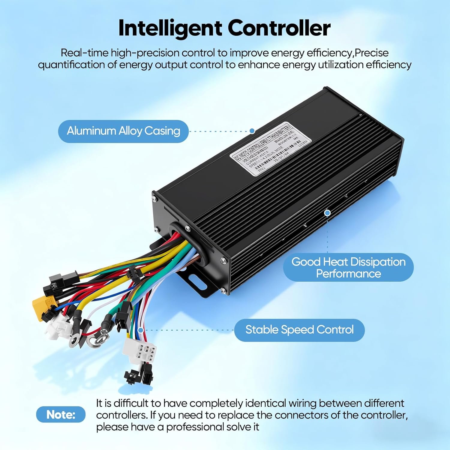 40A E-Bike Brushless Controller, 36V/48V/52V Sine Wave 1500W/2000W, Compatible with SW900 EBike Display, 3 Modes, IP54 Waterproof, Aluminum Alloy Shell for Electric Bicycle E-Scooter Motor Control - Image 6