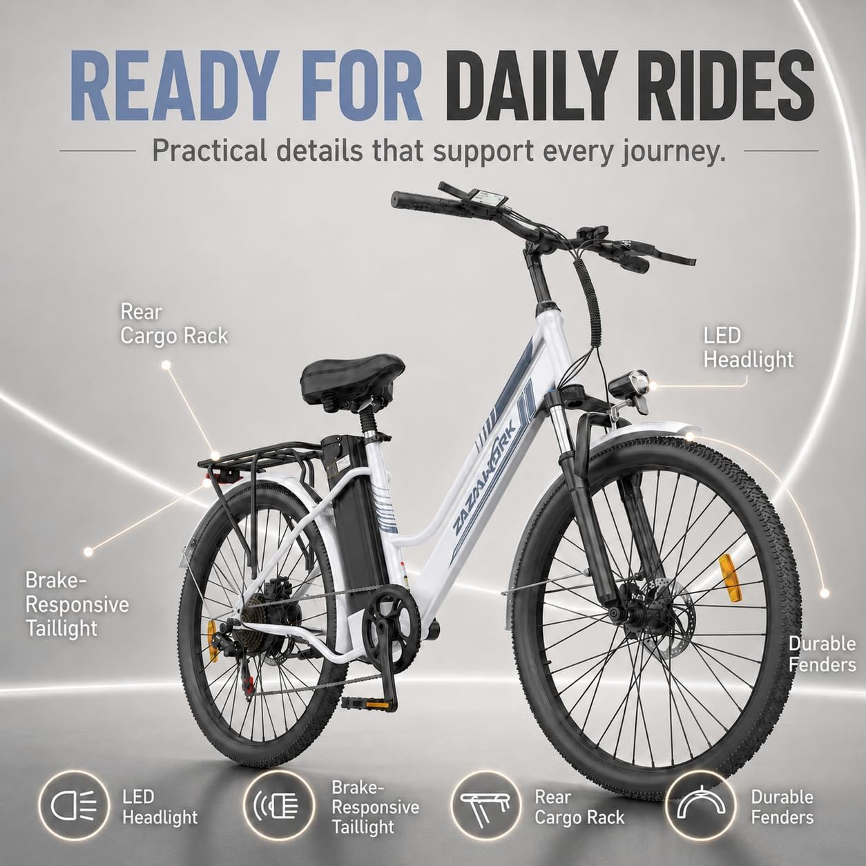 E Bikes for Men Adults, 250W Electric Bike with 39nm Torque, 36V20AH Battery 100-120km Range, 7-Speed Disc Brake & Spring Shock Absorber, 26 Inch Electric Bicycle for Outdoor & Commute - Image 7