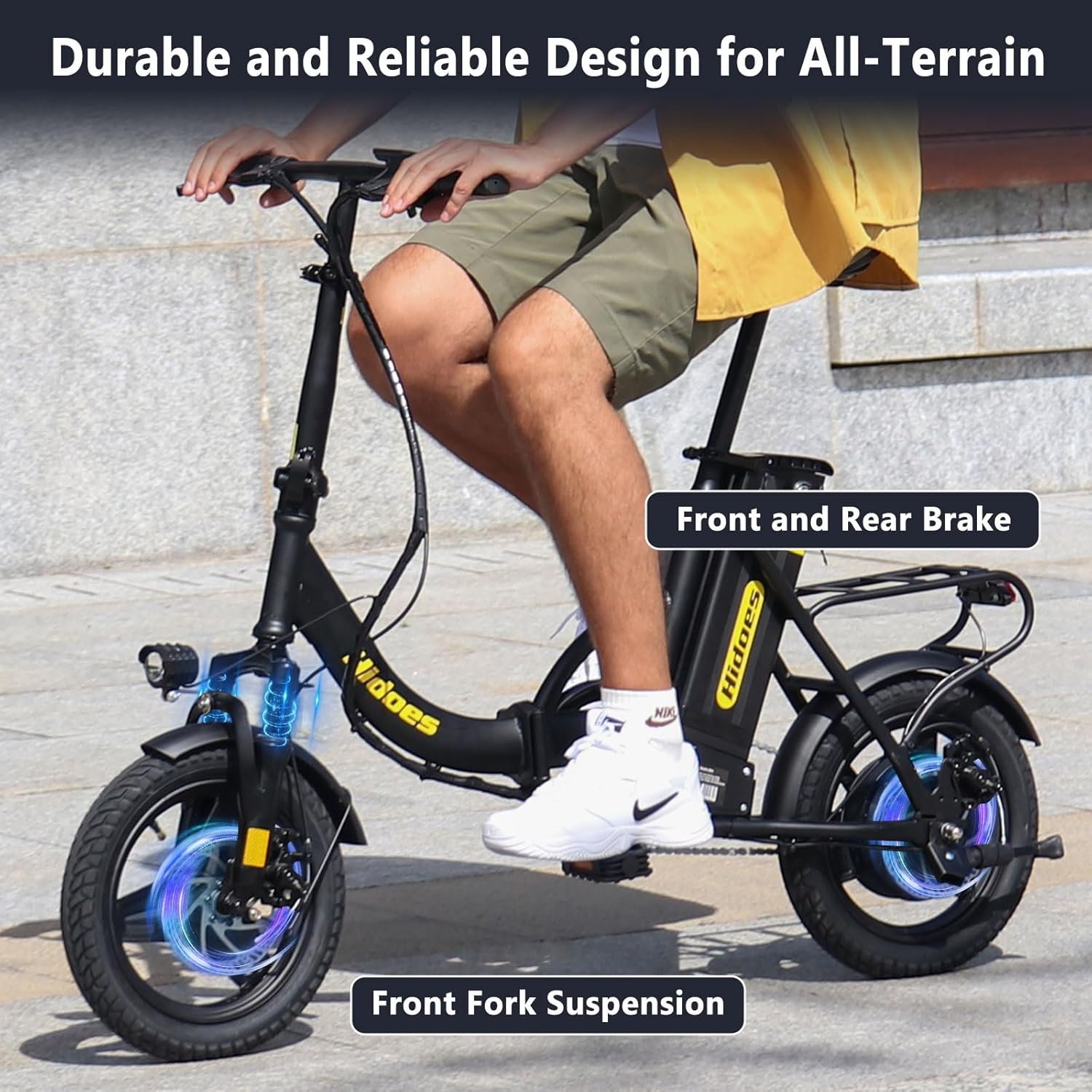 Electric Folding Bikes for Adults, 14" Electric Dirt Bike Adult, Ebikes for Adult Men Women, e Bike with Front Shock Absorber, Foldable Fat Tire e-Bike with Throttle Pedal Assist - Image 7