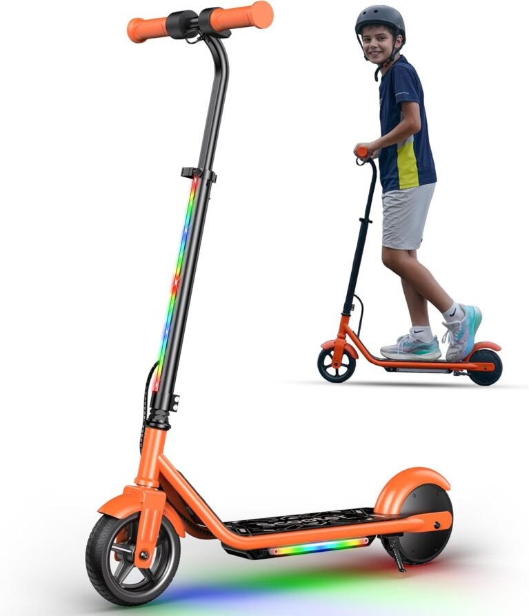 K2Pro Electric Scooter for Kids, 6" Lightweight E-Scooter for Ages 6-12, 150W Motor, Up to 16 KM/H, 10 KM Range, Adjustable Height and Colorful Lights, 3 Speed Modes