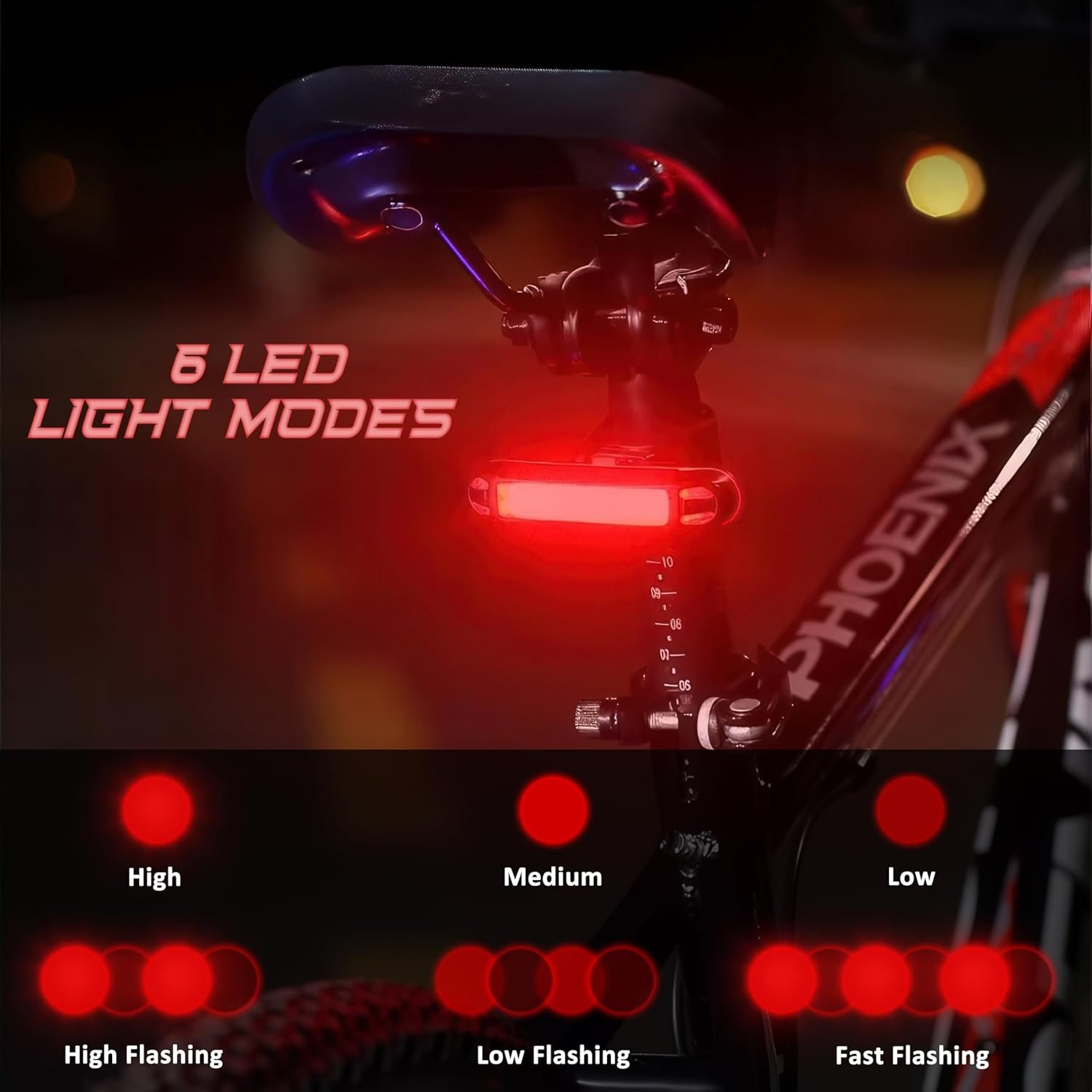 BYKING Rear Bike Light, USB-C Rechargeable Bike Helmet Light, 6 Lighting Modes and Waterproof, Long Lasting Battery Back Light For Bicycle, MTB, Helmet, Scooter, Bag, 2x Bicycle Light Rear. - Image 3