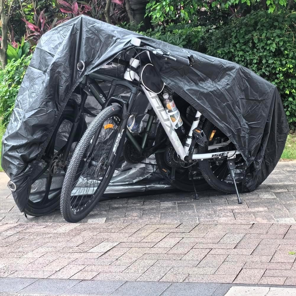 Bike Covers for 2 or 3 Bikes, 2XL Large Outdoor Waterproof Bicycle Covers with Lock Hole for Mountain Road Electric Bicycle Bikes - Image 6