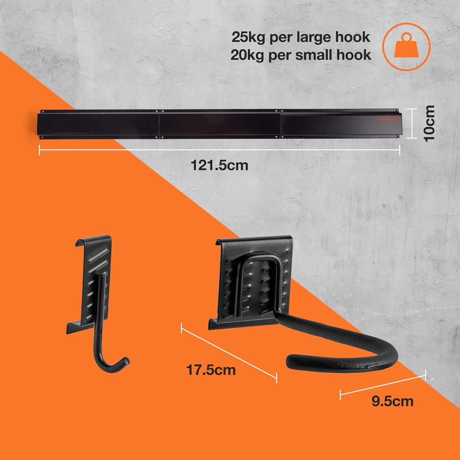 VonHaus Bike Wall Mounts - Space Saving Rack For Garage, Holds 3x Bike and 3x Helmet - Vertical Wall Mounted Rack for Mountain or Road Bicycle- Premium Quality Cycling Storage Mount - Image 6