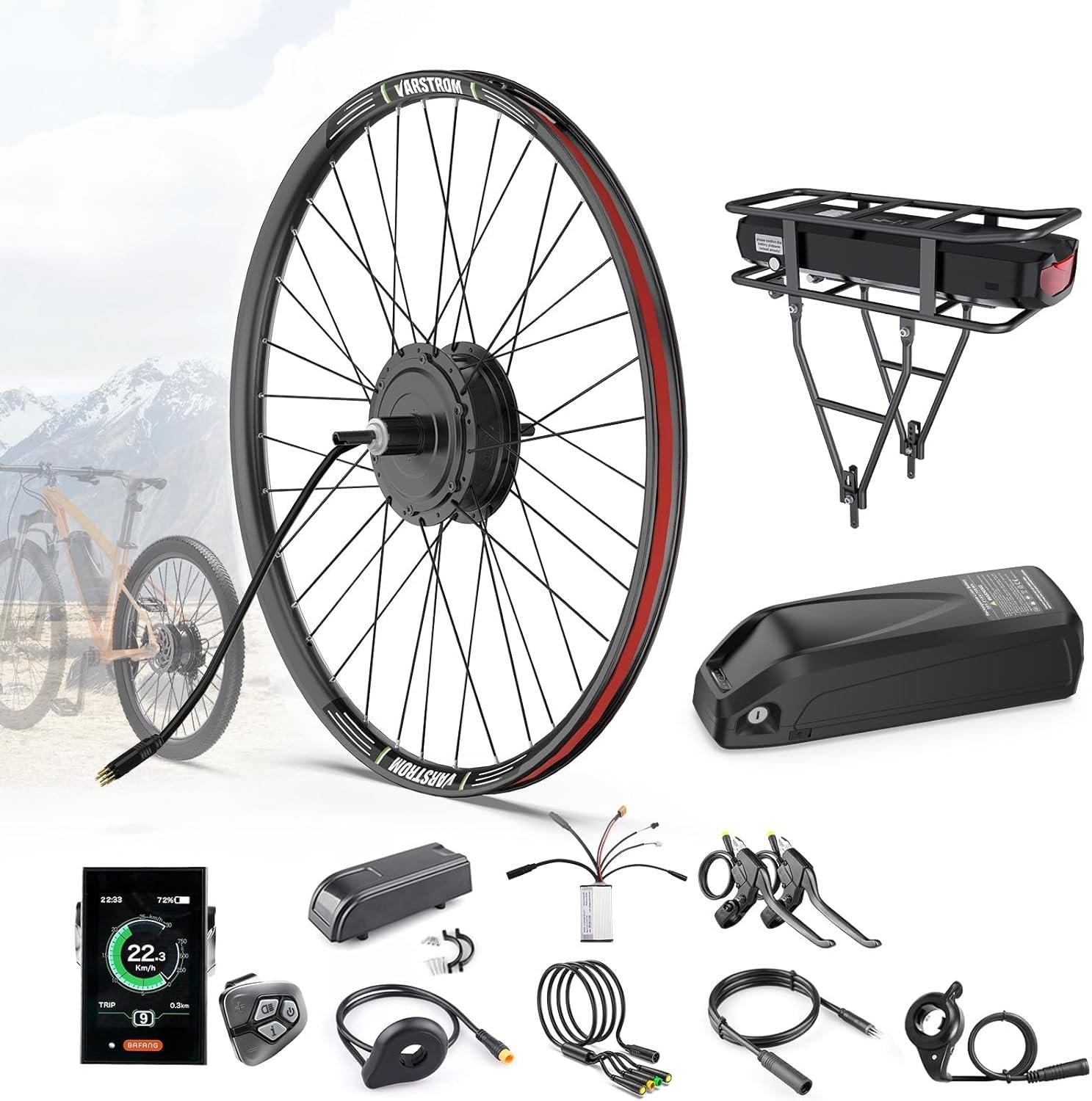 BAFANG 48V G020 G0900 20"/26"/27.5"/28"/29"/700C Front & Rear Hub Motor Kit 5OO/75O Electric Bicycle Conversion Kit With Optional Digital Display & PAS Smart Controller Ebike