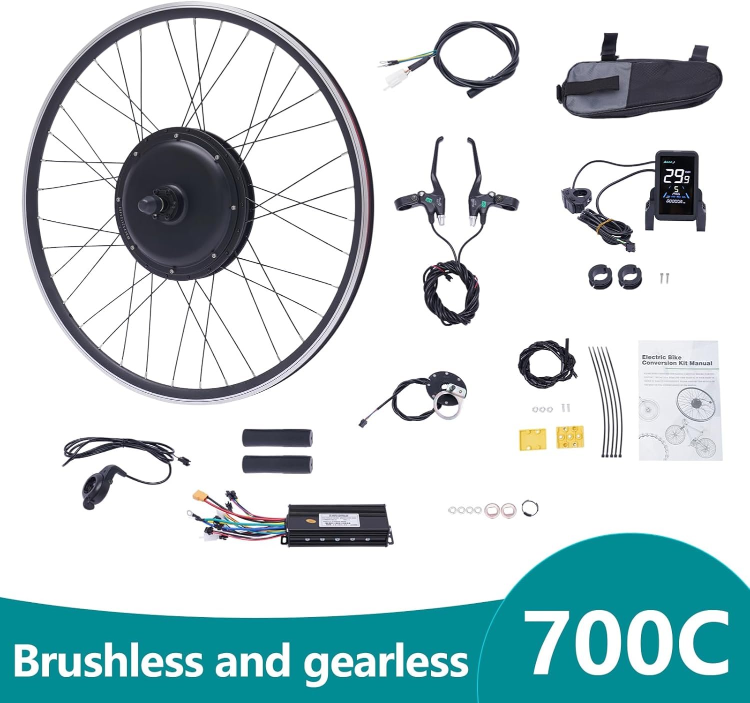 Electric Bike Conversion Kit 1000W 48V for 700C 28" 29" Rear Wheel, Electric Bicycle Kit with Display & Cruise Control, Bike Bicycle Conversion Tool Kit for Road Bike Commuting - Image 4