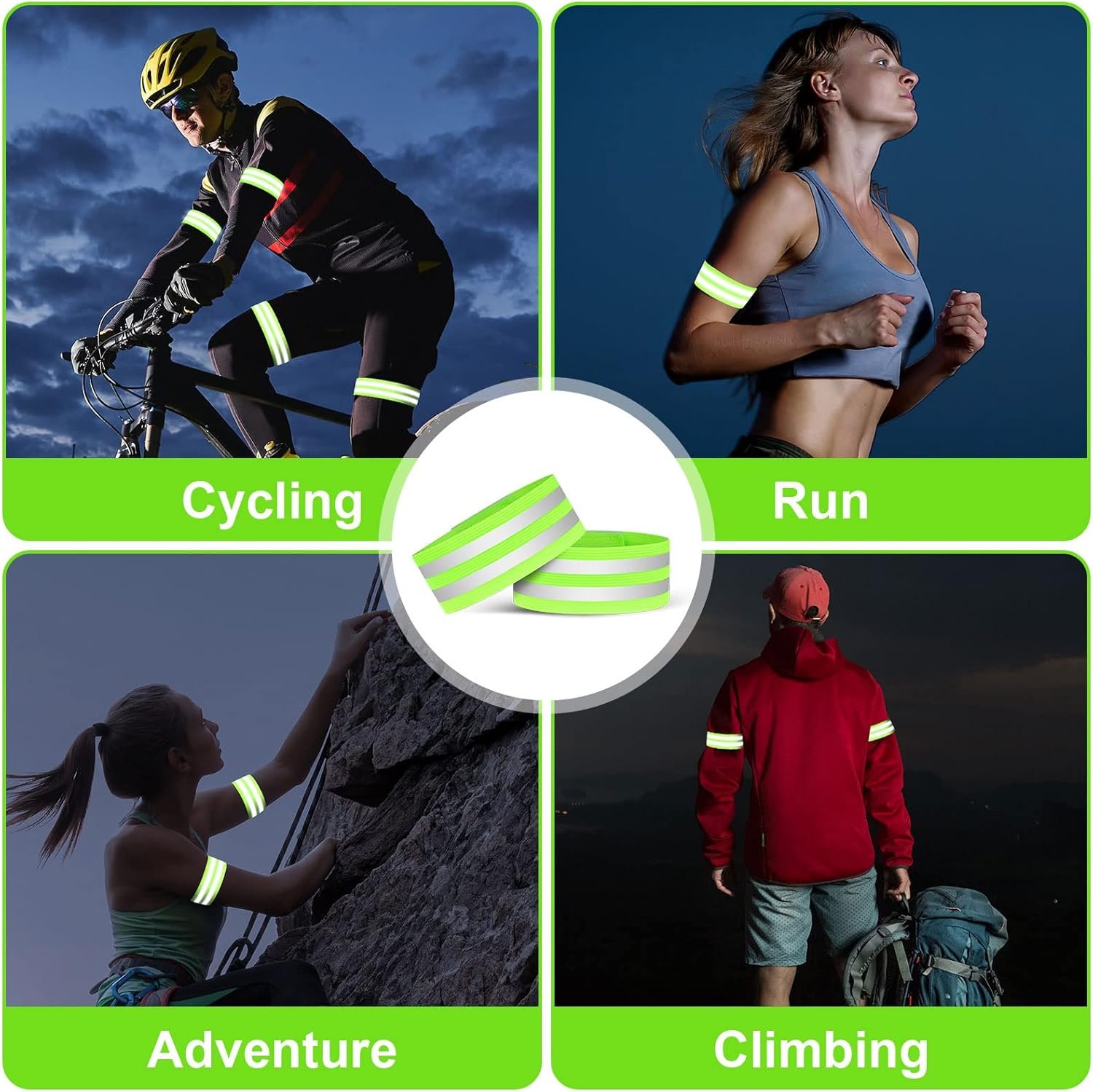 URAQT Reflective Wrist Strap, Running Safety Gear Wristbands, High Visibility Bike & Ankle Bands Reflector Armband, Self-adhesive Reflective Bands for Night Sports & Dog Walking - Image 7