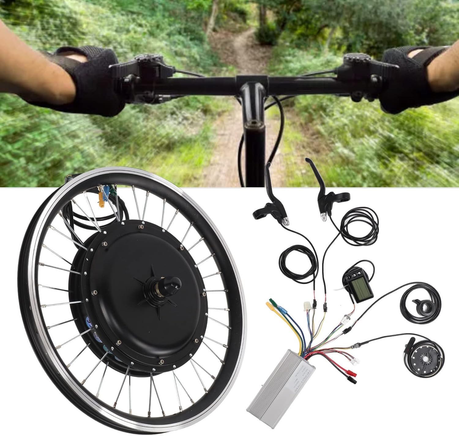 Luocute 20 Inch Electric Bike Conversion Kit, 48V 1500W Front Drive Motor Wheel Kit with LCD S866 Meter and 35A Controller, for Mountain Bike DIY Electric Bicycle Refit - Image 7