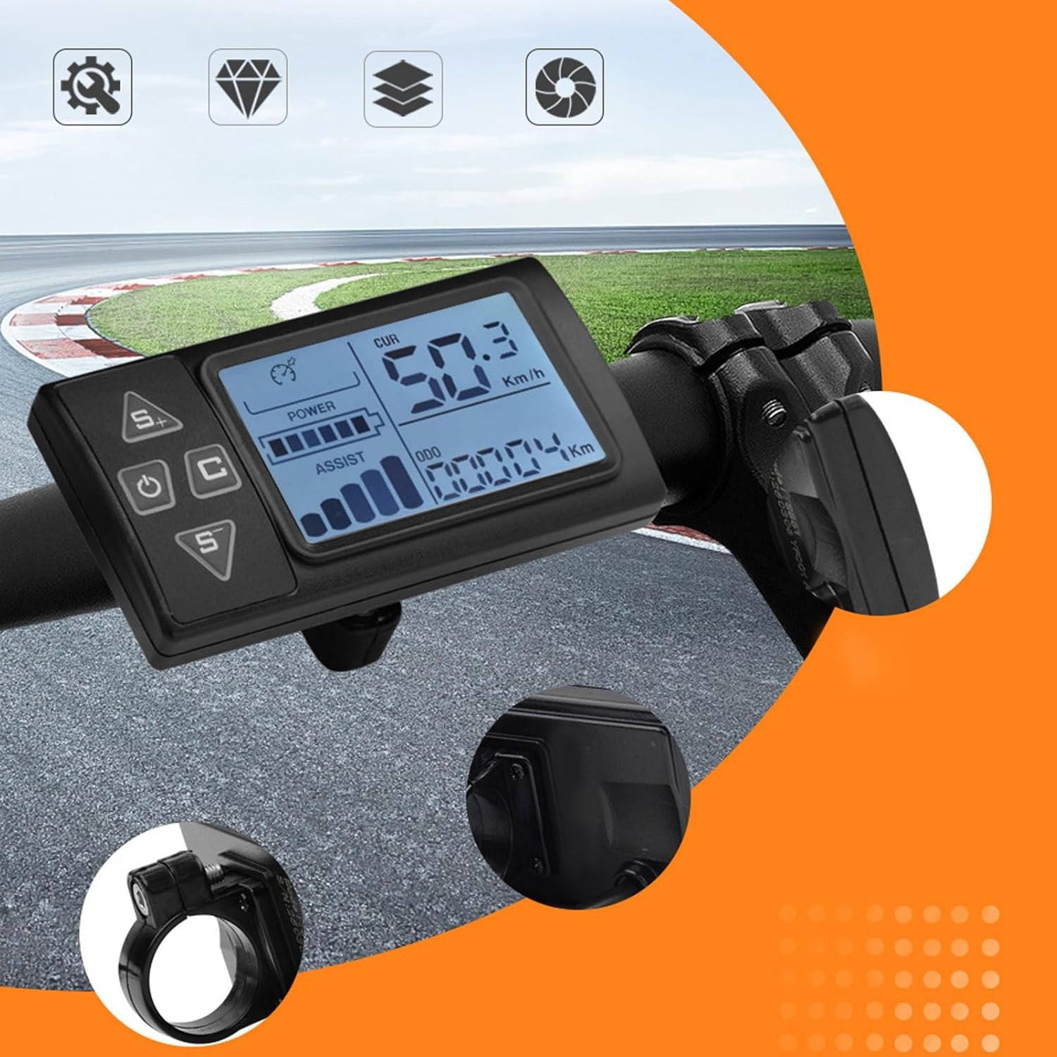 Electric Bike Brushless Motor Controller Kit, 36V 48V 500W 750W 22A 3 Mode Sine Wave Controller S861 LCD Display Panel Kit - Image 3