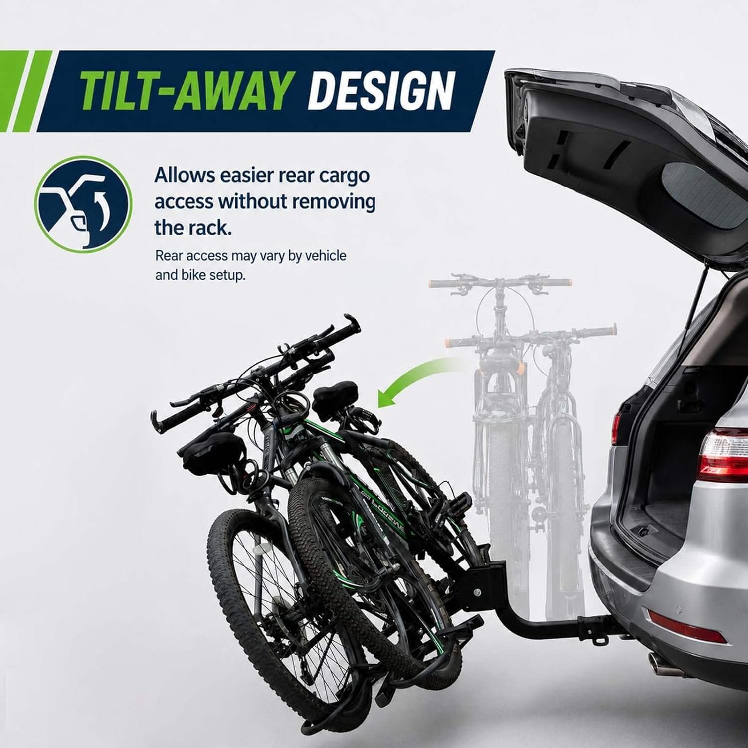 Bike Rack for Car - 2 Electric Bike Rack Trunk Carrier for SUV Caravan Jeep 2 Inch Receiver Foldable and Heavy Duty Bracket for Car - Image 5