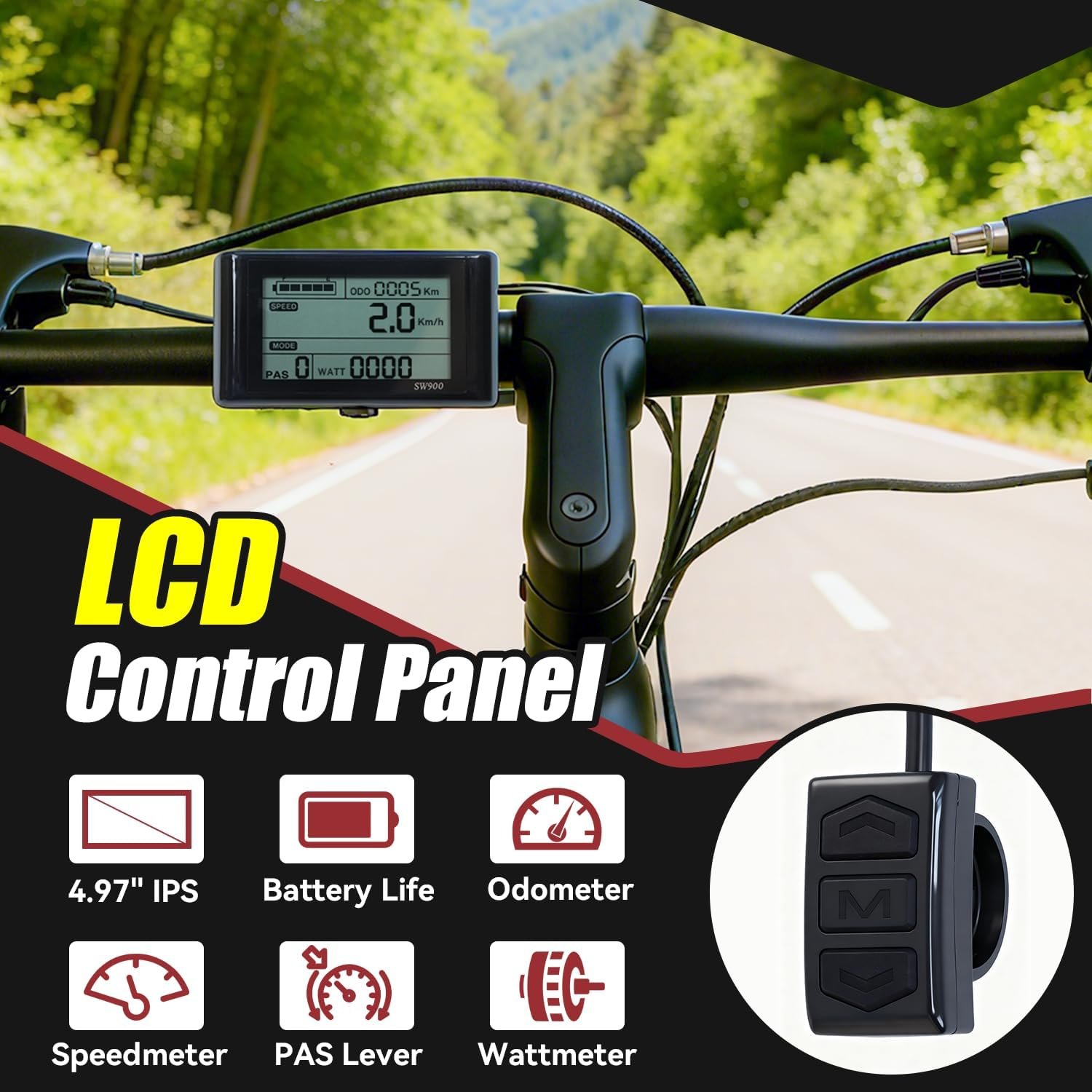 48V 27.5 Inch 30A Controller MTX Rim Rear Wheel E-Bike Conversion Kit, Electric Bicycle Motor Kit with LCD Display & PAS, Programmable Brushless Gearless Motor, Waterproof cable for Mountain Bike - Image 5