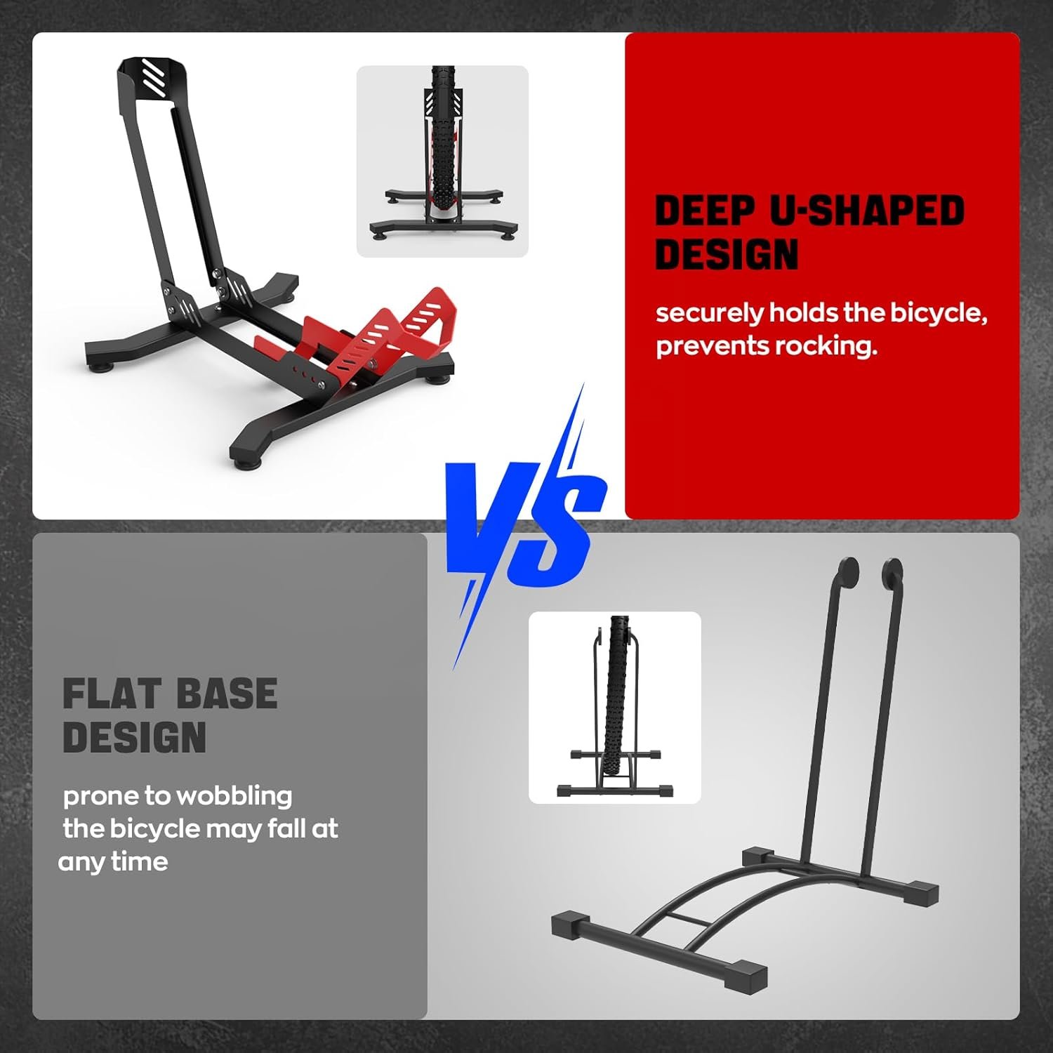 IMAYCC Professional Bike Stand Floor, Bike Stand for Indoor Cycling, Bike Rack for Garage/Home -Storage Bicycle Parking Rack Fit 26”-29”Mtb/Dirt/Road/Mountain(Red/Black) - Image 4