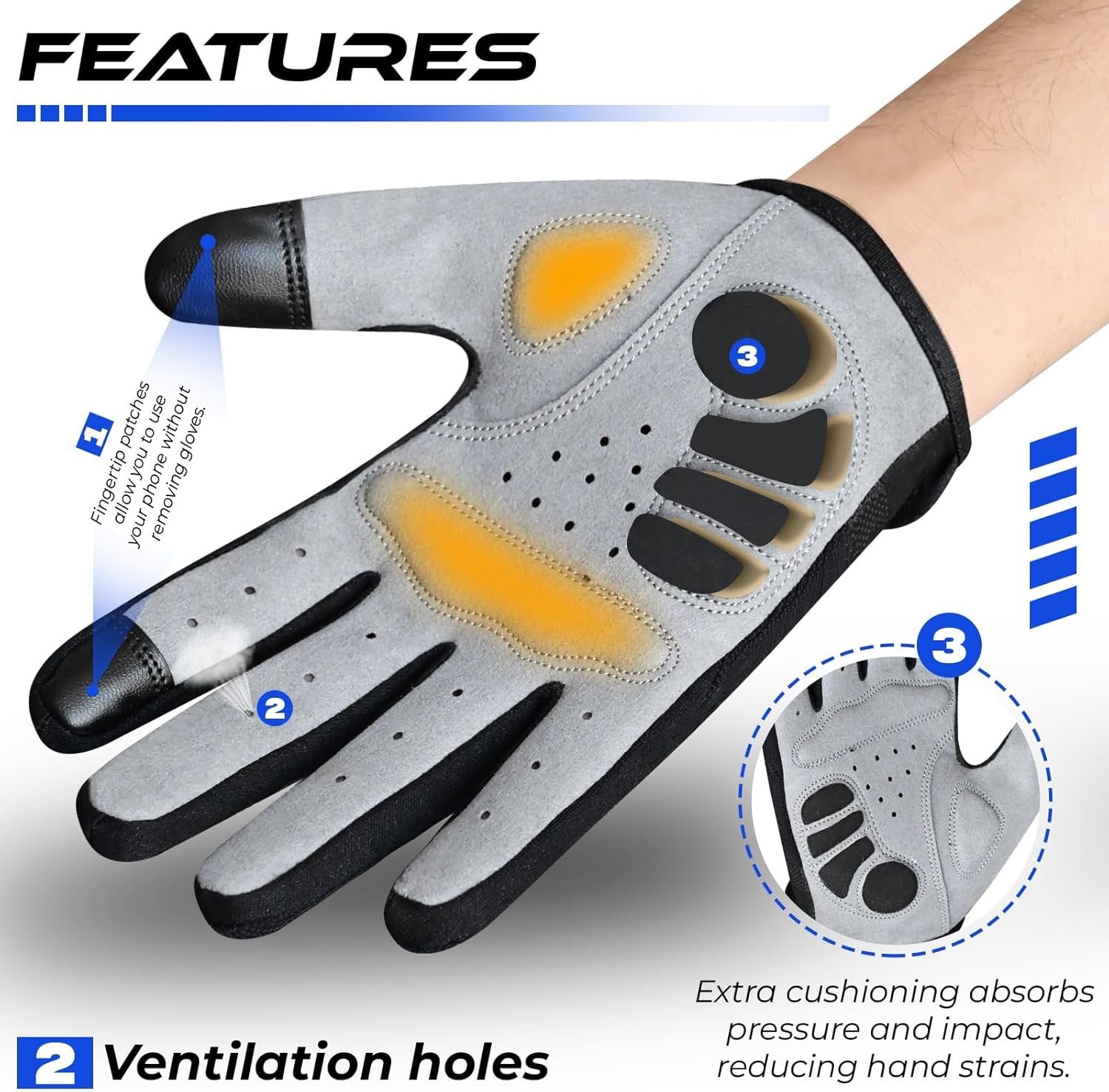 WESTWOOD FOX WFX Cycling Gloves Full Finger Mountain Bike Gloves Touchscreen MTB Gloves Padded Anti-Slip MTB Road Biking Sports Gloves for men and women - Image 2