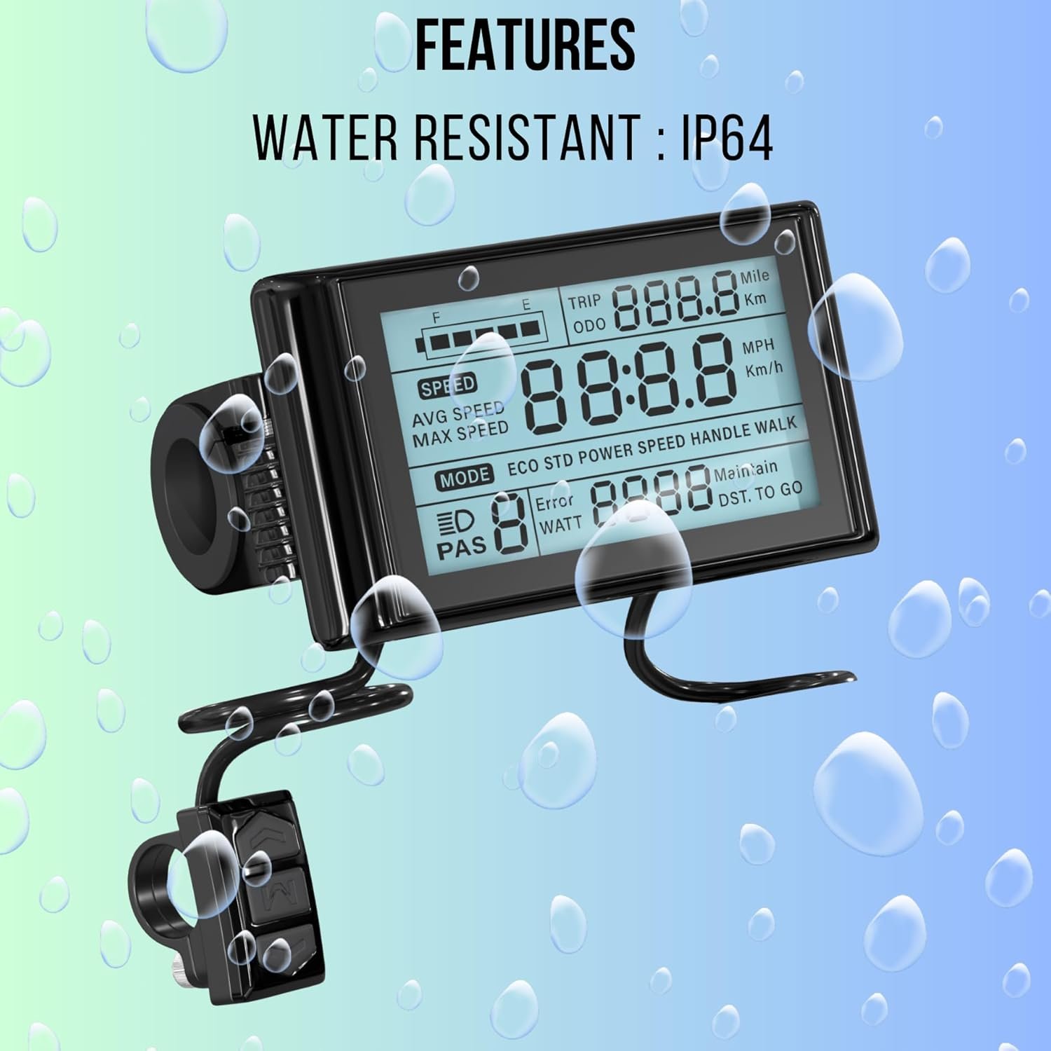 SW900 E-Bike Display, Multi-Voltage 24V-72V, Sine Wave & DC Moto Compatible, 5-Pin LED Speedometer for Electric Bikes. - Image 6
