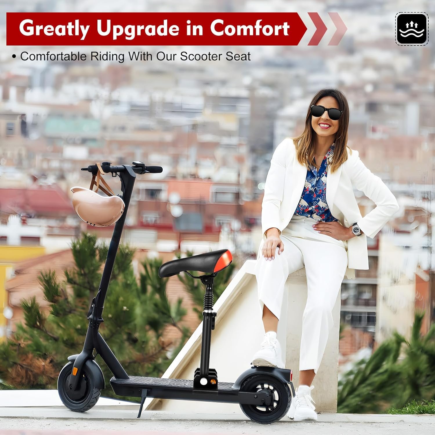 Electric Scooter Seat, Adult Portable Scooter Seat with Shock Absorber, Height Adjustable 40-60 cm, Universal Scooter Saddle,Easy Installation - Image 9
