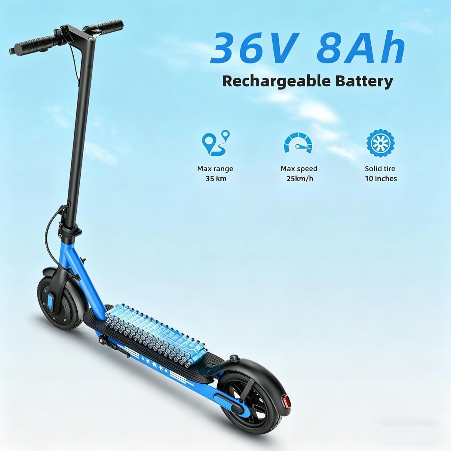 Electric Scooter, 350W/500W Motor, 8.5" 10" Tires, 25Km/H, 20/33/35/50Km Long-Range, E-Scooter for Adults with Dual Suspension and Dual Lighting System, Smart APP Control - Image 4