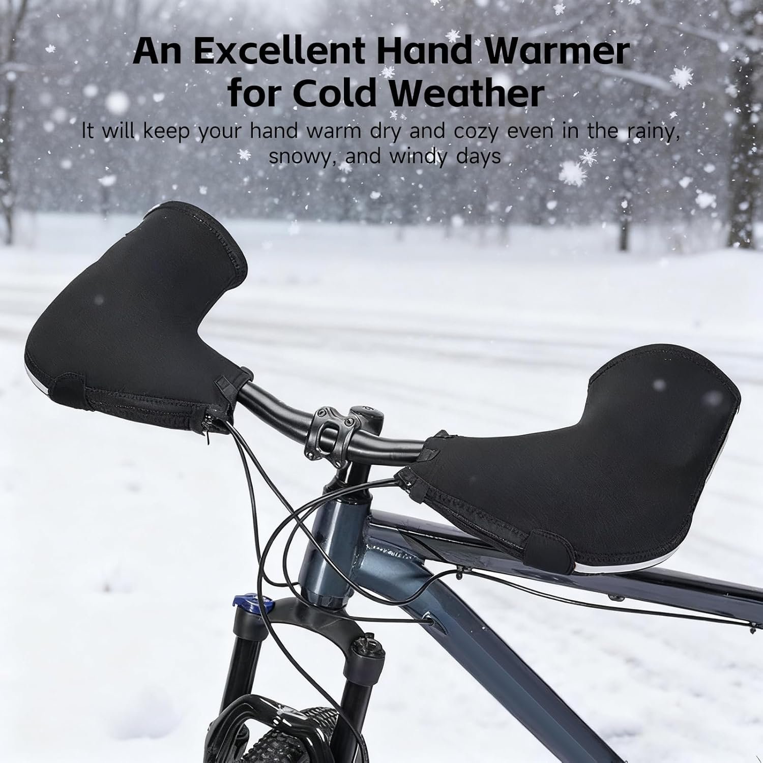 Bike Handlebar Mitts Bike Warm Gloves for Winter Riding Windproof Rainproof with Reflective Strip for Men Women - Image 5
