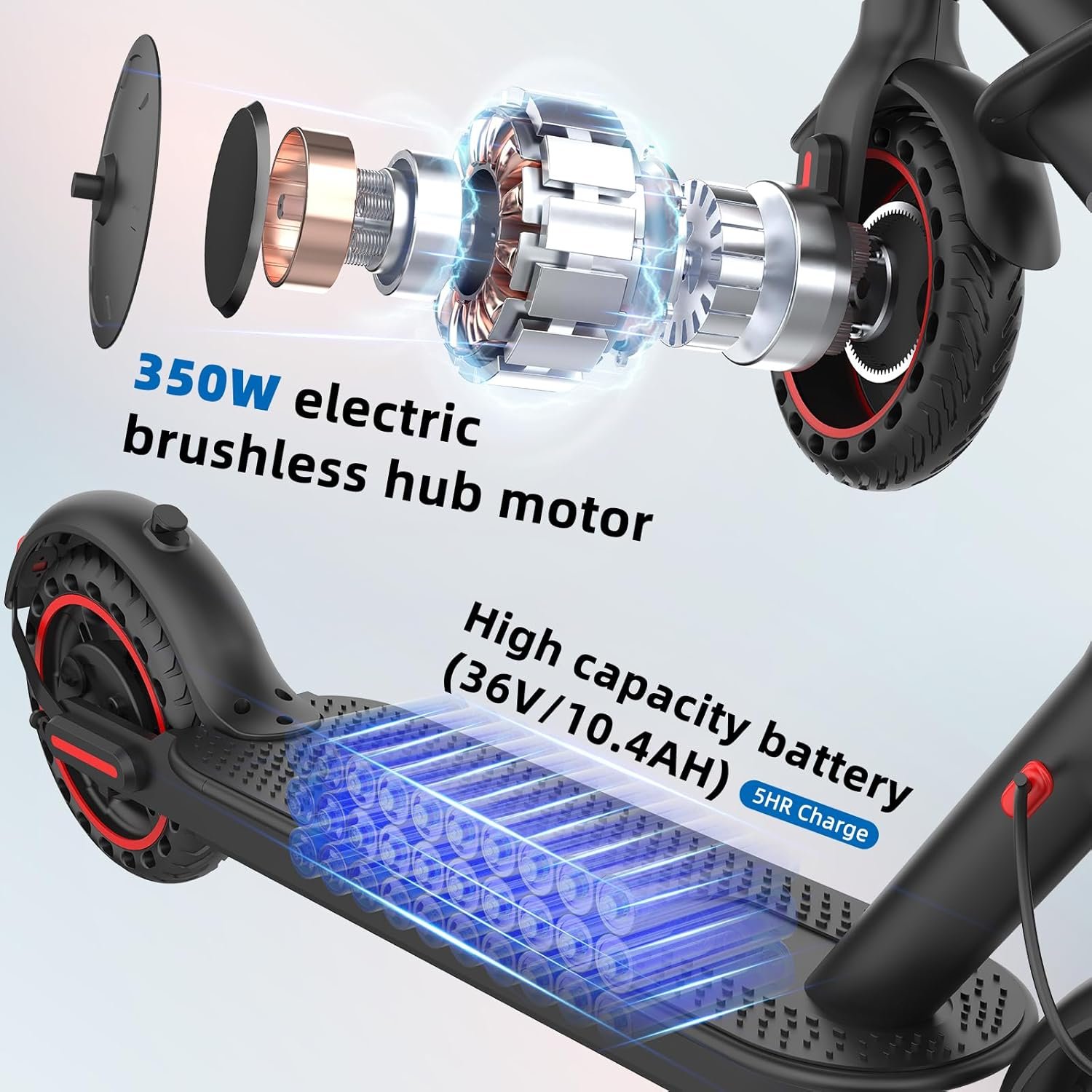 8.5 Inch Electric Scooters, 10.4Ah Class A Battery, 3 Speed Modes, 15-21 Miles Range & 120kg Load - Image 3