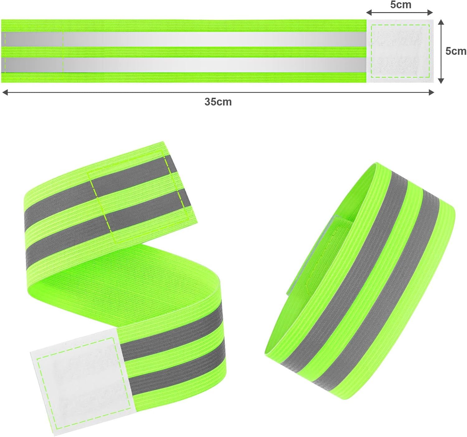 URAQT Reflective Wrist Strap, Running Safety Gear Wristbands, High Visibility Bike & Ankle Bands Reflector Armband, Self-adhesive Reflective Bands for Night Sports & Dog Walking - Image 2