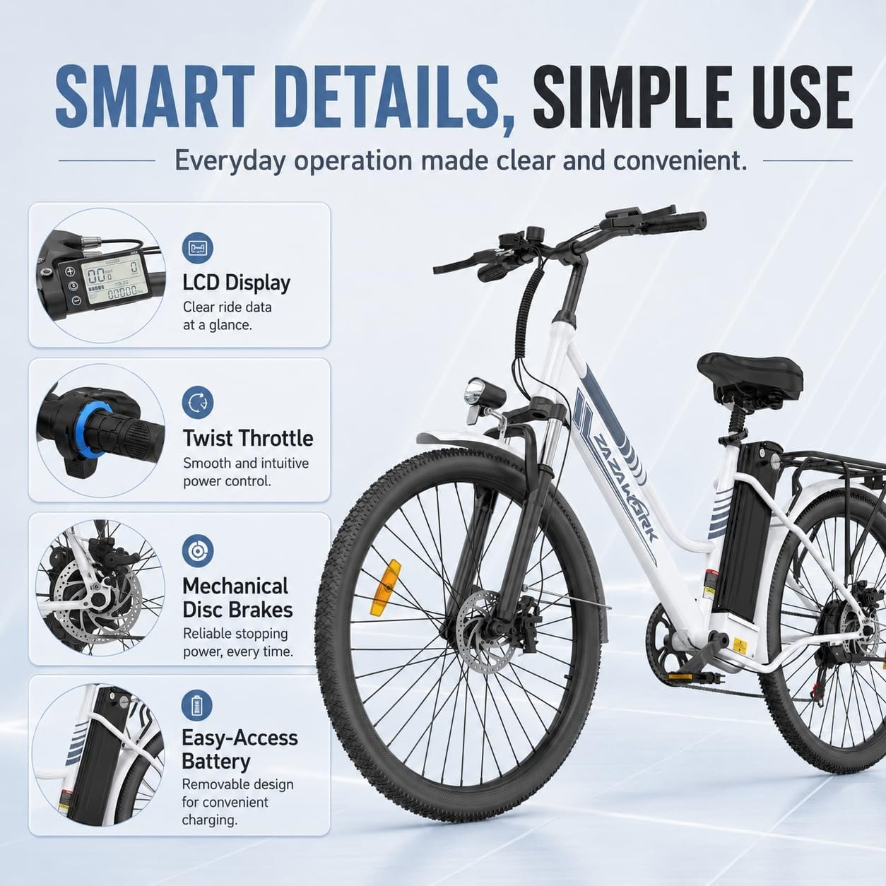 E Bikes for Men Adults, 250W Electric Bike with 39nm Torque, 36V20AH Battery 100-120km Range, 7-Speed Disc Brake & Spring Shock Absorber, 26 Inch Electric Bicycle for Outdoor & Commute - Image 4