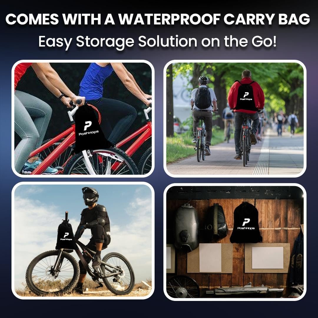Poshhops Heavy duty Bike Cover for 1-2 Bikes, 600D Bike Covers for Outside Storage with Lock Holes, Bicycle Cover Waterproof Outdoor with Bike Storage Bag, Anti-UV, Windproof for Mountain & E-Bike - Image 8