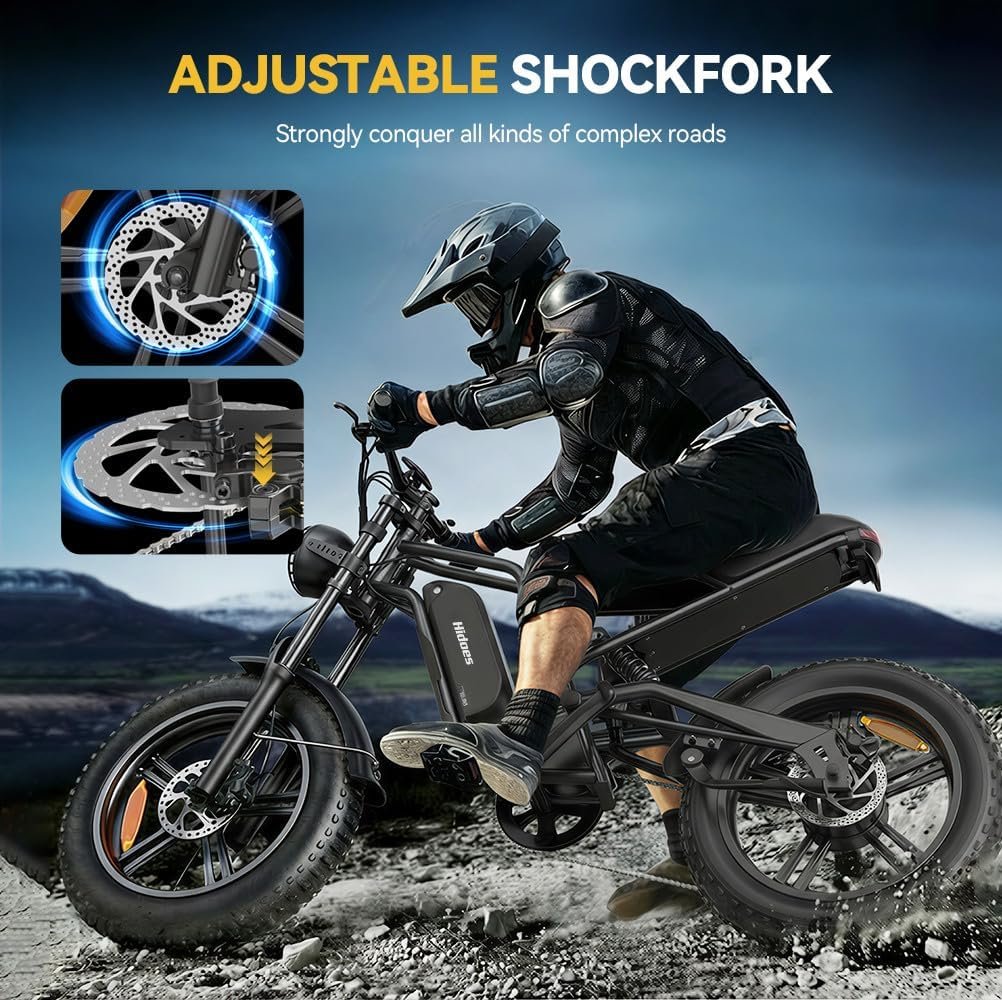 iENYRID Electric Bike for Adults, Fat Tire Hidoes B6 25KM/H Electric Bike Bicycles 15.6Ah Removable Battery E Bikes for Adults Electric Mountain Bike for Men - Image 4