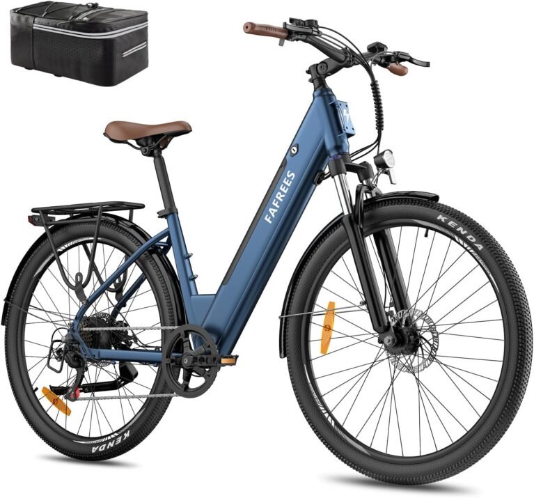 Fafrees F28 PRO Electric Bike for Adults, 16Ah Long-Range Battery, 27.5" Step-Through City E-Bike 250W Motor, 7-Speed Commuter Electric Bicycle, Suspension Fork