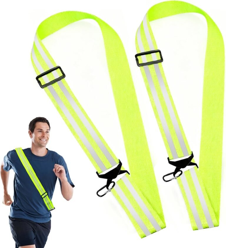 High Vis Reflective Running Gear Belt, 2PCS Adjustable Reflective Sash with Clip for Night Safety, Reflectives Straps for Children Adult Biking Cycling Jogging Walking Night Safety
