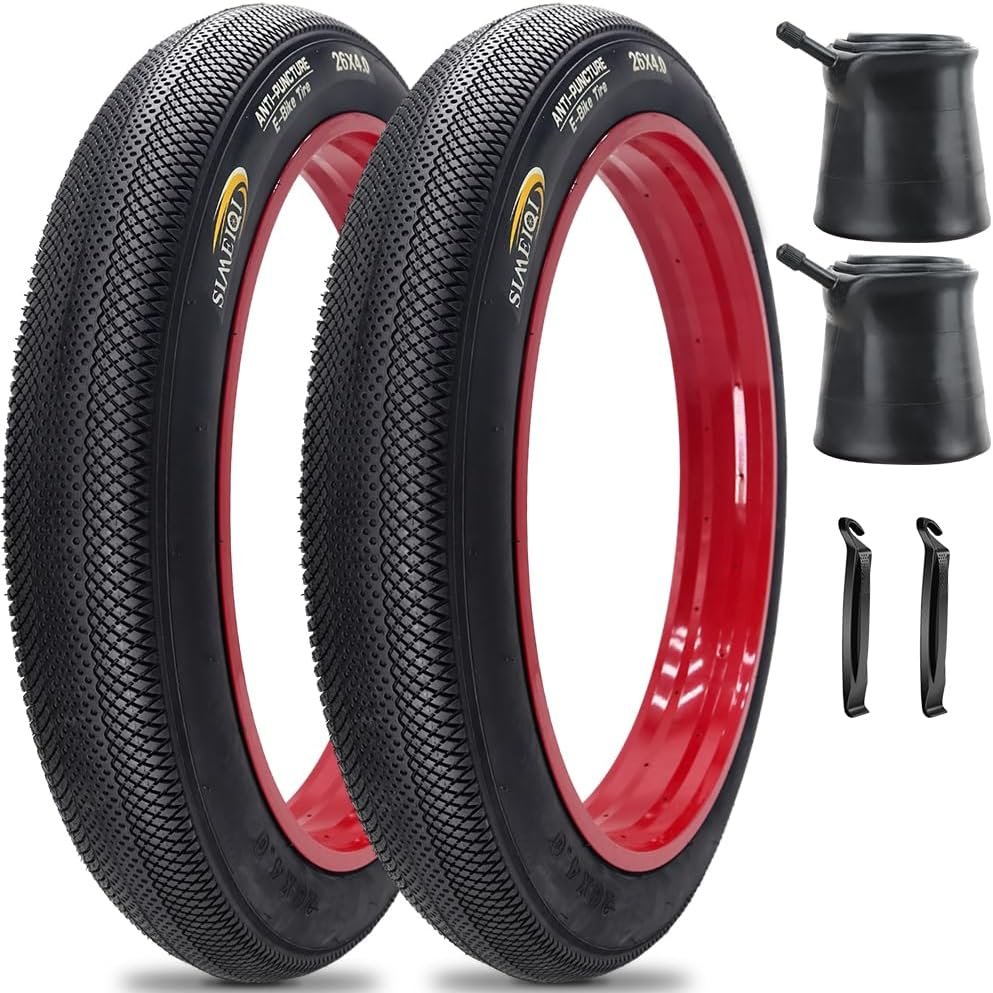 2 Pack 20"/26"X4.0" E-Bike Fat Bike Tires and Inner Tubes Electric Tricycle Tyres Foldable Replacement Tire for City Commuter Ebike Street Road Pavement Urban Mountain Bicycle