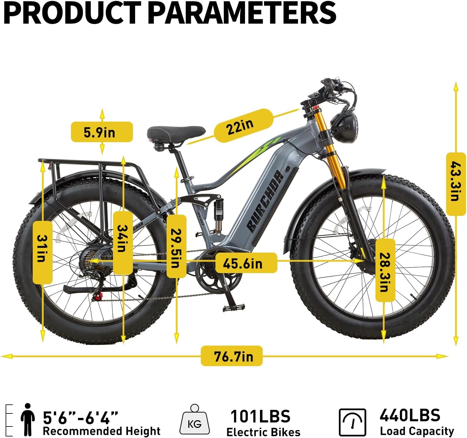 Dual Motor 95/190 N.m Electric Mountain Bikes for Adults E-Bike 48V 20Ah Removable Battery up to 120 km, 26X4 Fat Tire Ebike with LCD Display Full Suspension Bicycle RX80 - Image 7