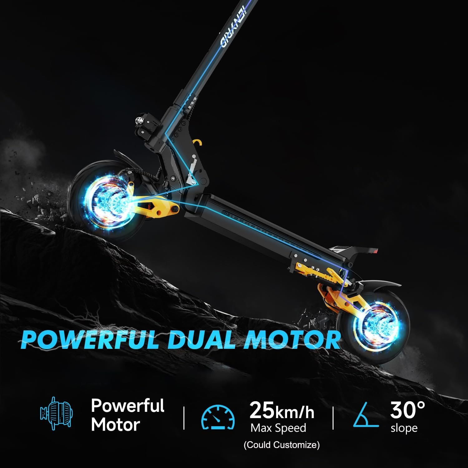 iENYRID Electric Scooter, 50-60Km Long Range, Escooter Adults, 20.8Ah Battery,Adjustable Height,Dual Braking System and Shock Absorption,10 inch Off-Road Tyres - Image 4