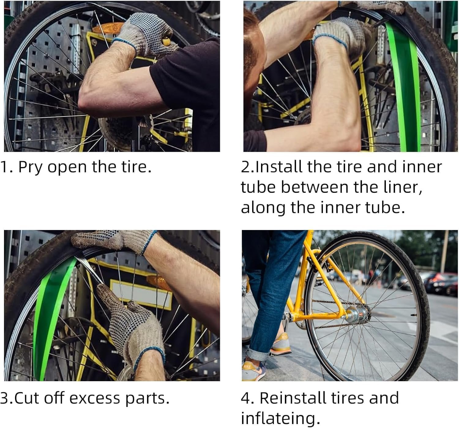 Bike Tyre Liner Anti-Puncture Protection, 110 x 2300mm, 2-Pack, Green, Compatible with 20-29 inch Wheels - Image 5