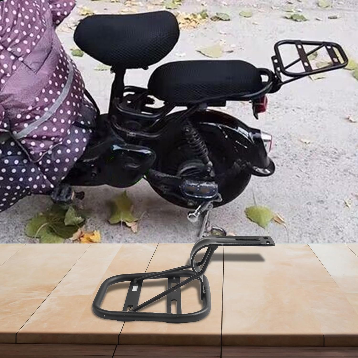 BlissfulAbode Bicycle Rear Rack Electric Bike Cargo Carrier Heavy Duty Steel Frame Mount Luggage Holder Storage Shelf Support Stand For Mountain Road Commuter E-Bikes Black 24.5x18.5x16.5CM - Image 9