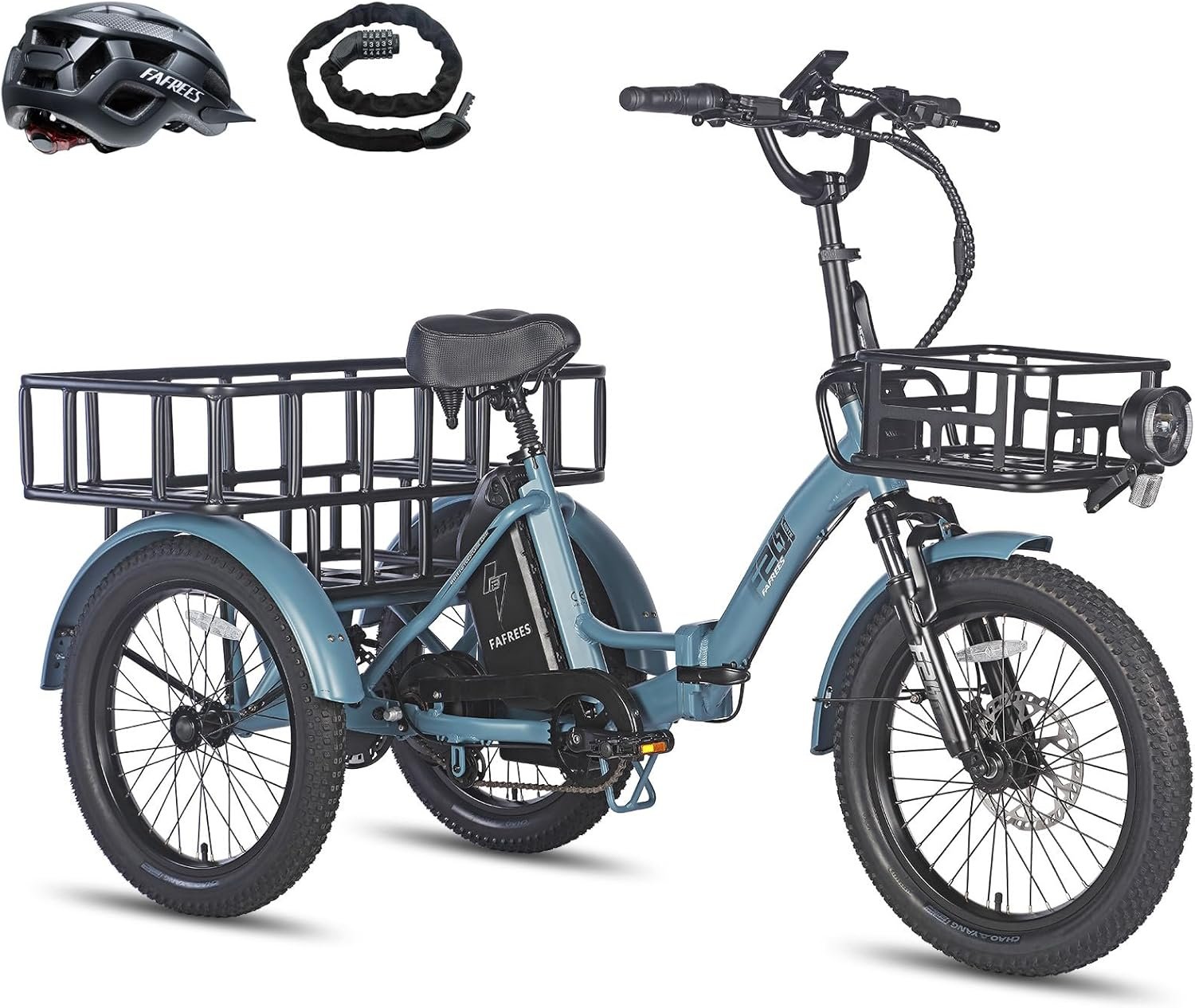 Fafrees F20 Mate E-Bike, 20-Inch Foldable Electric Trike, 18.2Ah/21AH/25AH Removable Battery, Electric Cargo Tricycle for Adults Senior, 15.5MPh, Range 110km/130km/150km