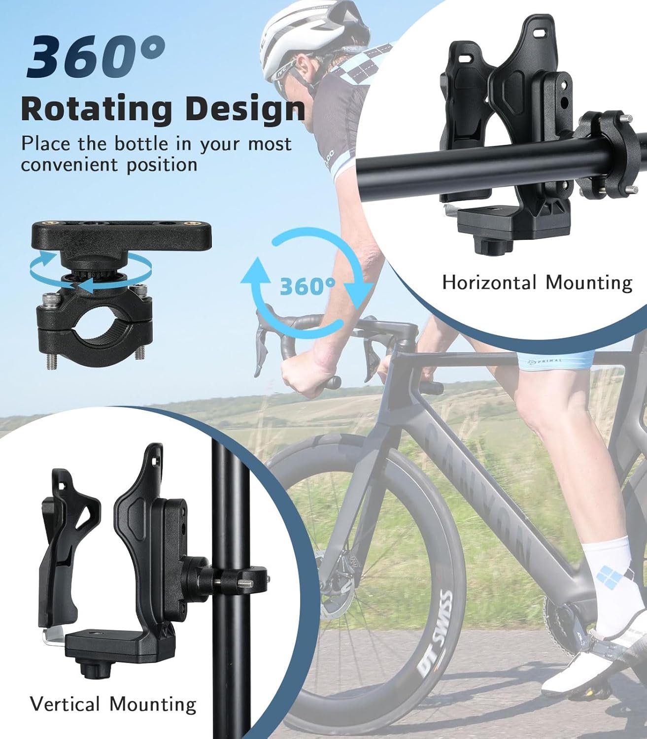 MoKo Bike Water Bottle Holder, Adjustable Bike Bottle Cage for 1.9-3.6" Diameter Bottle, for Handlebar & Frame,Durable Motorcycle Cup Holder with Screw Tool,for Bicycle/Stroller/Scooter/Wheelchair/ATV - Image 4