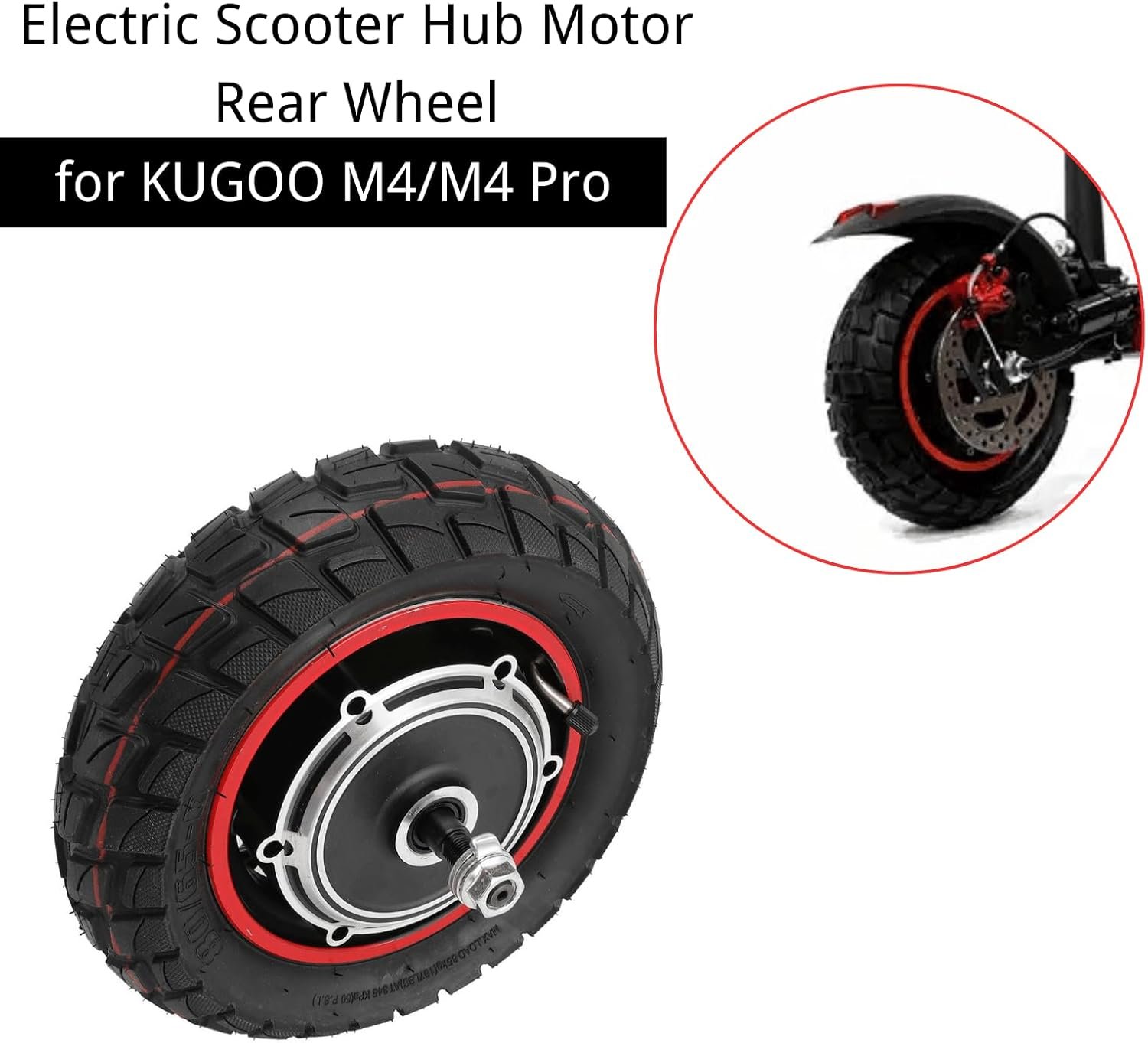 Electric Scooter Hub Motor for M4 M4pro 48V 800W with Solid Rubber 10 Inch Rear Wheel - Compatible with Electric Scooters - Image 5