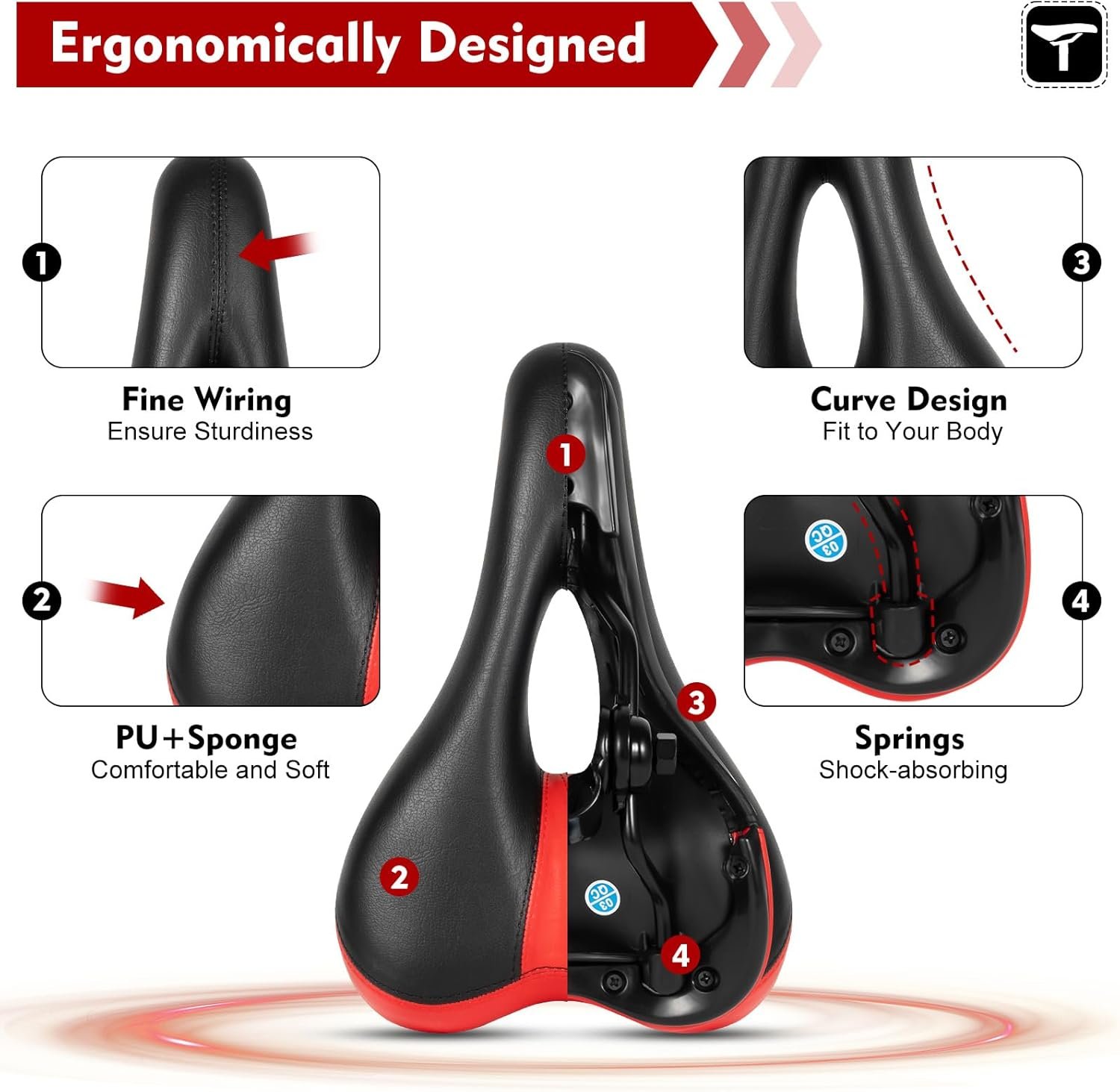 Electric Scooter Seat, Adult Portable Scooter Seat with Shock Absorber, Height Adjustable 40-60 cm, Universal Scooter Saddle,Easy Installation - Image 3