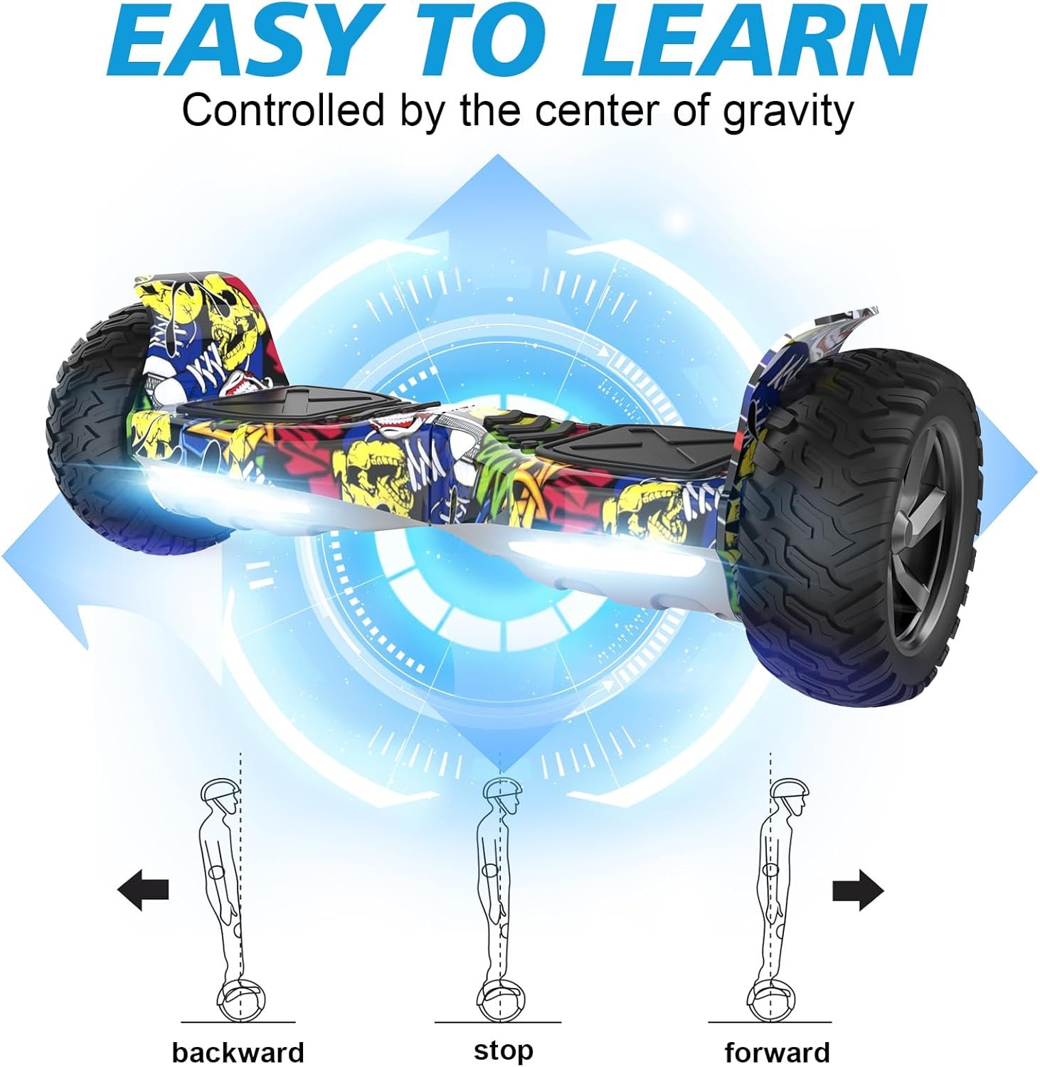 RCB Hoverboard 8.5" all terrain hoverboards, APP control function, integrated LED Bluetooth with powerful motor, electric skateboard self balance scooter, gift for Kids and Adults - Image 2