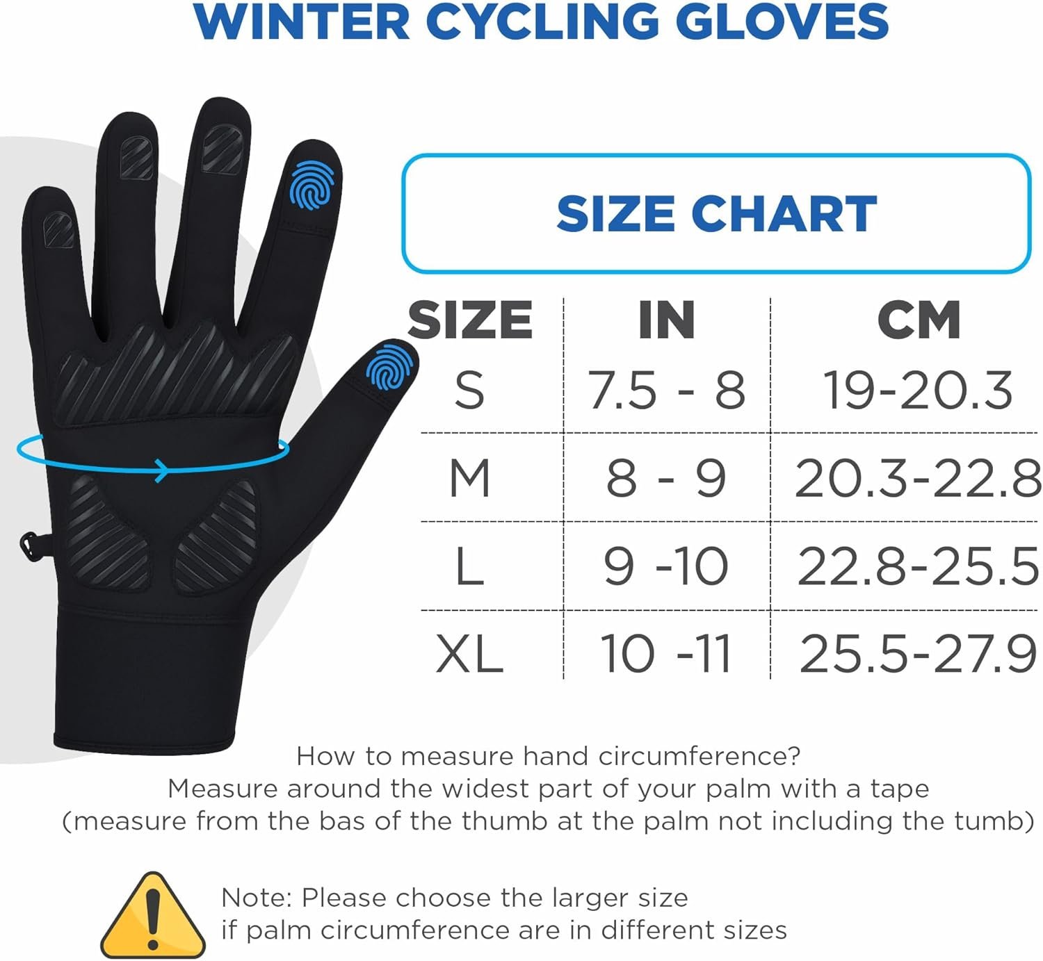 Full Finger Winter Cycling Gloves for Men & Women – Thermal Warm Windproof Water Resistant Running Gloves Touchscreen Compatible Anti-Slip Padded Palm Running, Cycling & Outdoor Gloves - Image 8